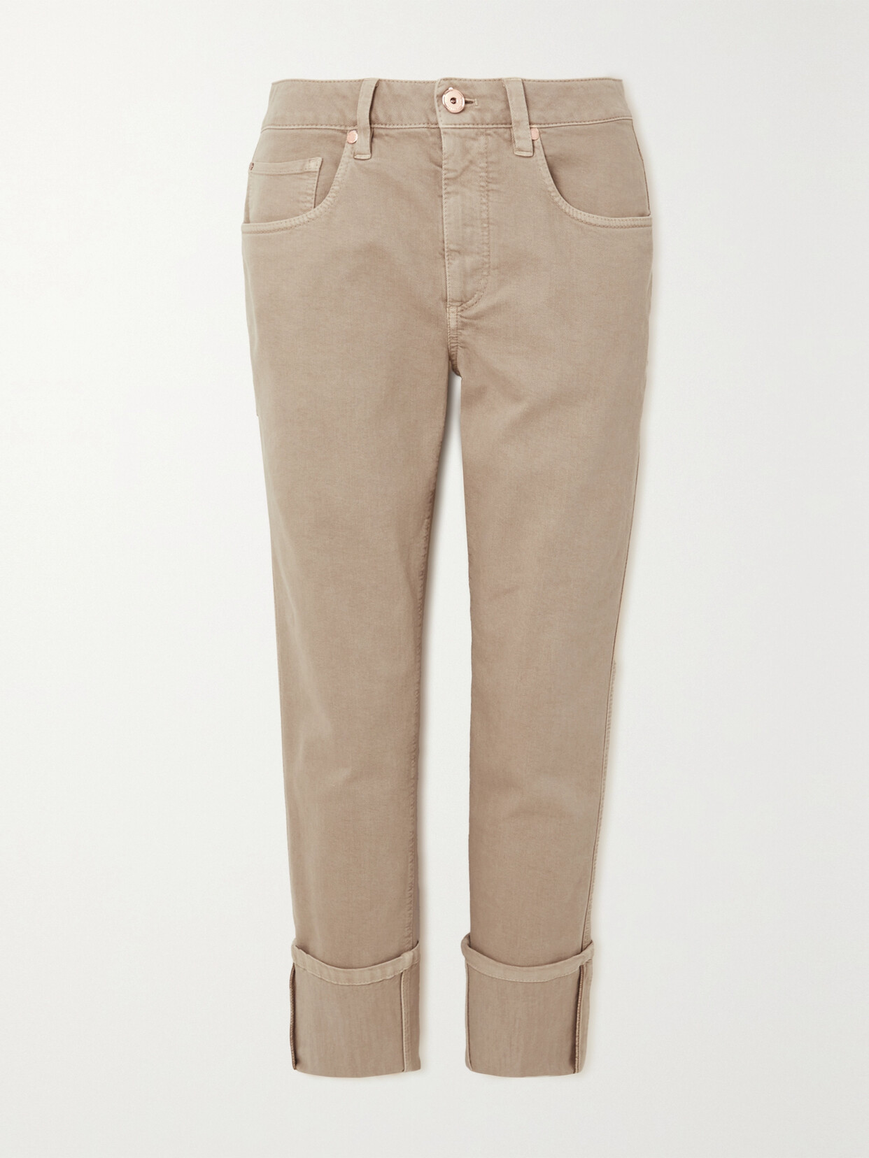 Brunello Cucinelli High-rise Slim-leg Jeans - Cream