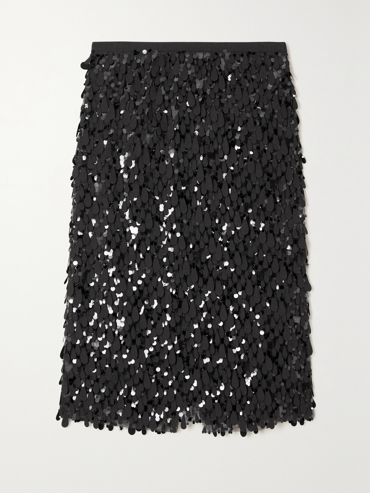 Shop Brunello Cucinelli Embellished Wool-blend Midi Skirt In Black