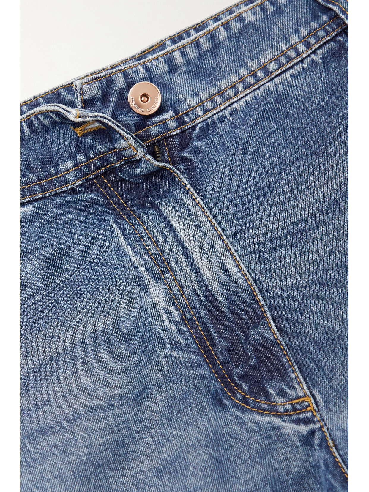 Brunello Cucinelli Two-tone High-rise Wide-leg Jeans In Blue