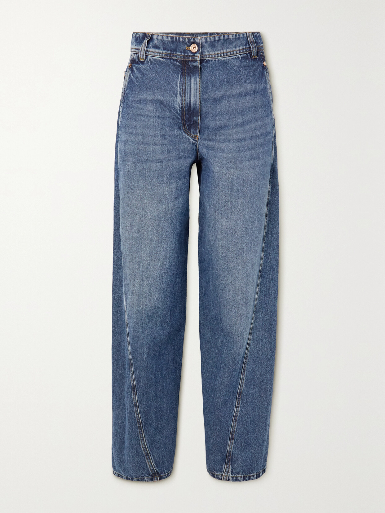 Brunello Cucinelli Two-tone High-rise Wide-leg Jeans In Blue