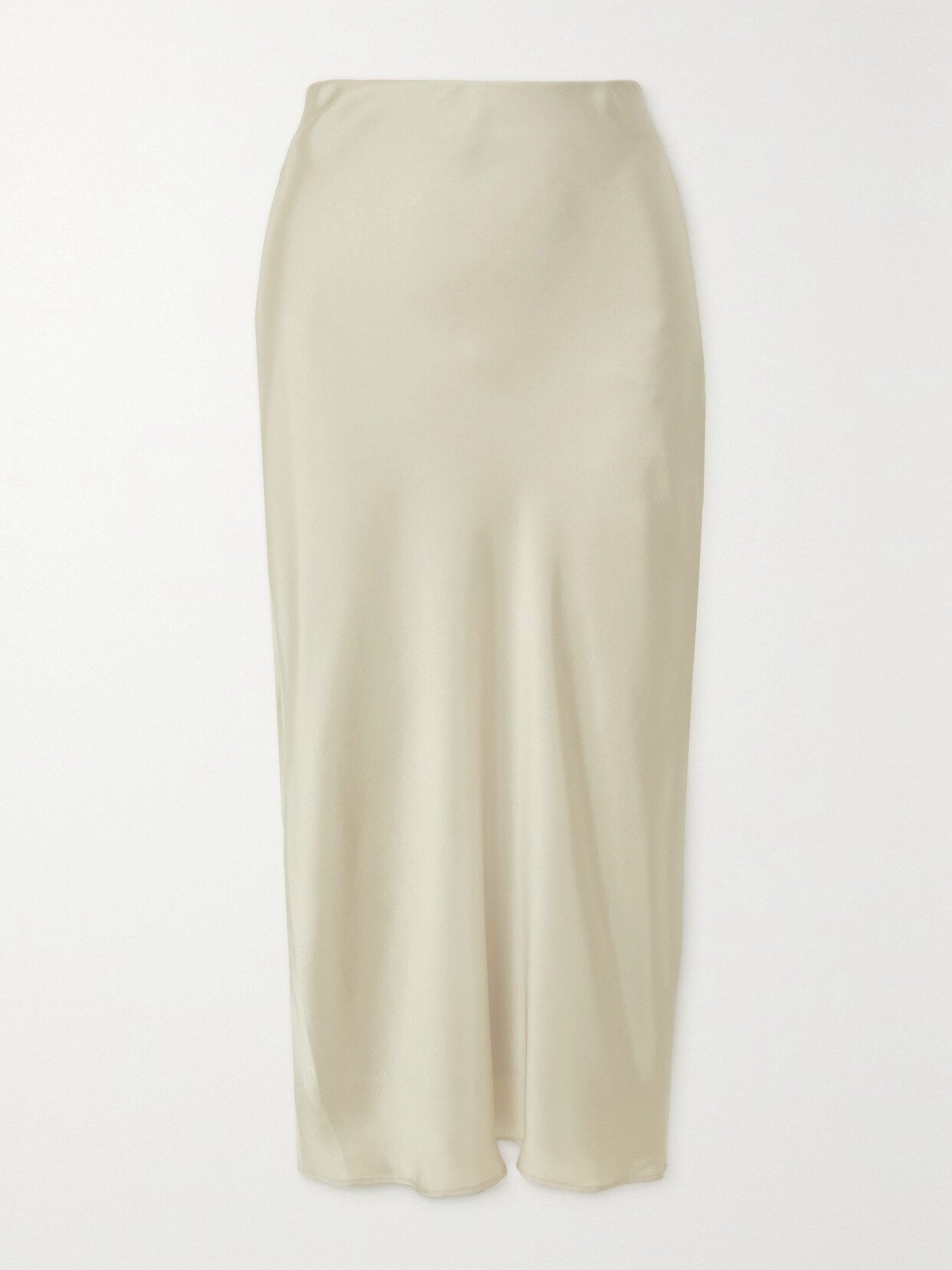 Shop Brunello Cucinelli Satin Midi Skirt In Off-white