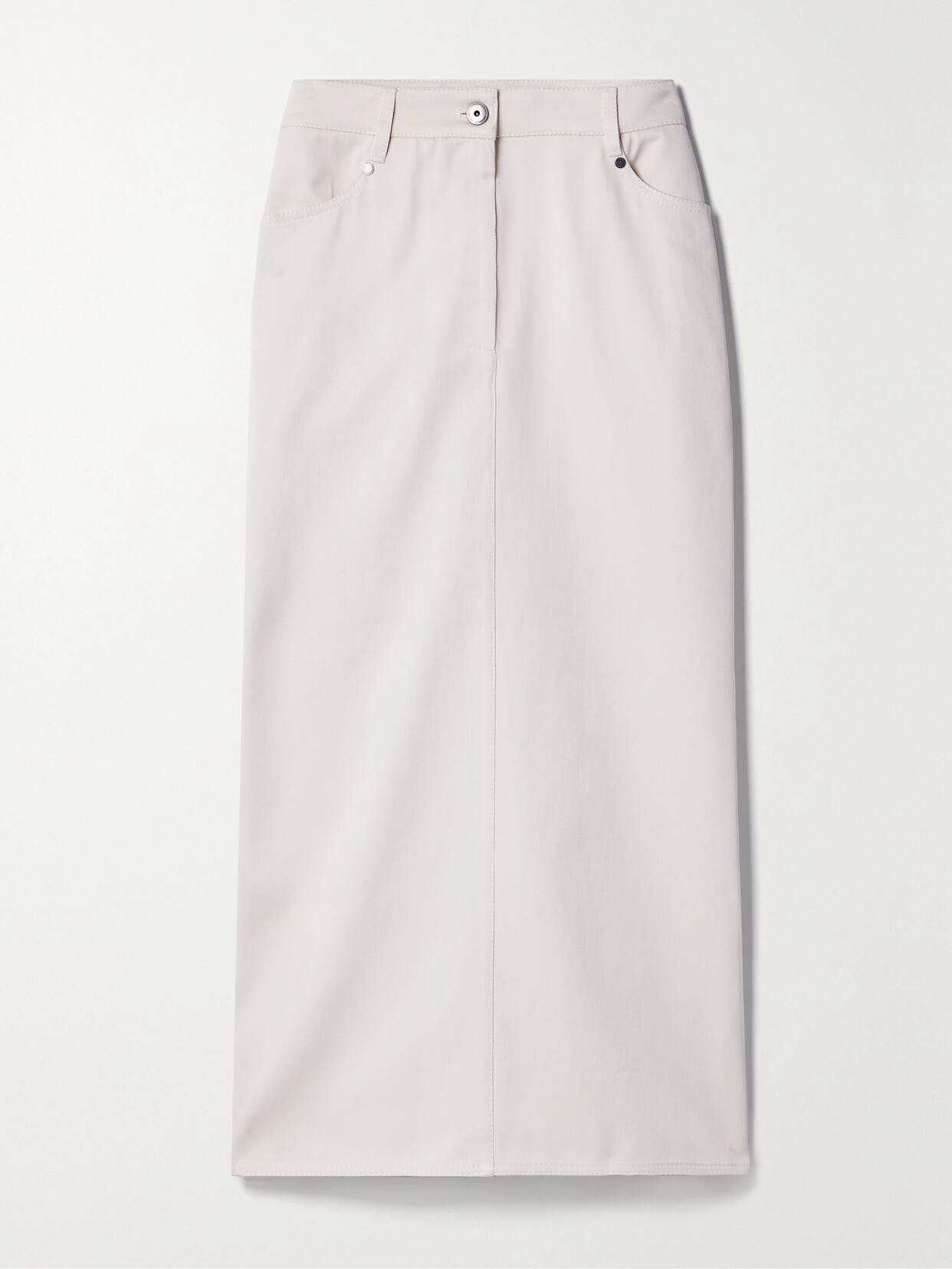 Brunello Cucinelli Cotton-twill Midi Skirt In Off-white