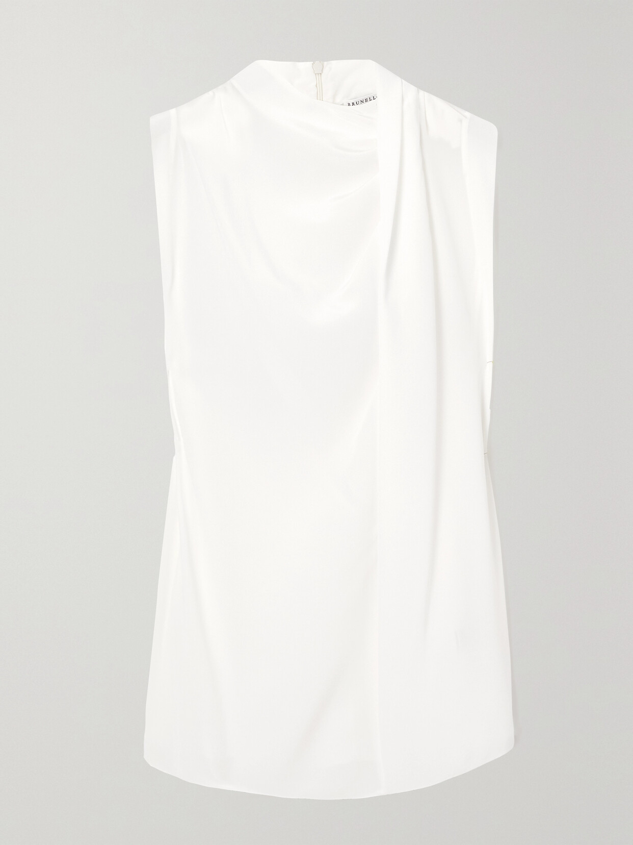 Brunello Cucinelli - Draped Silk-chiffon Blouse - White