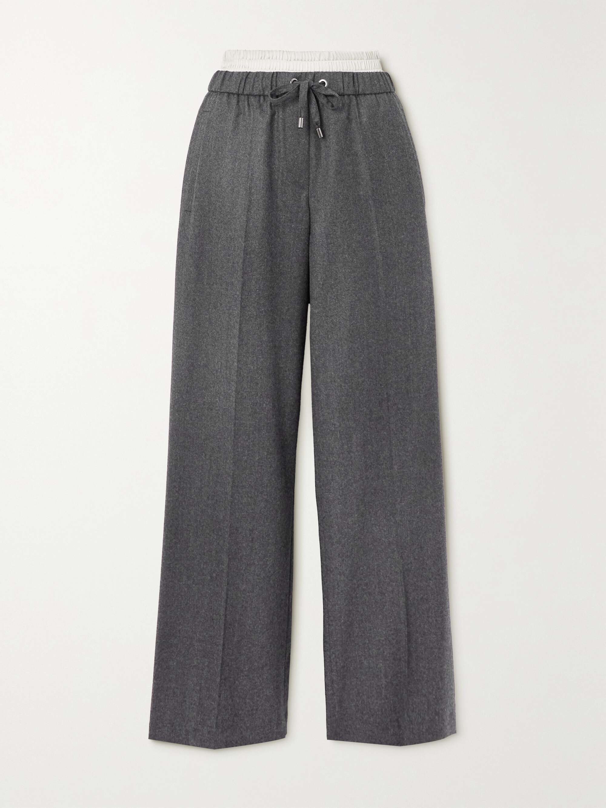 BRUNELLO CUCINELLI Layered wool-flannel wide-leg pants | NET-A-PORTER