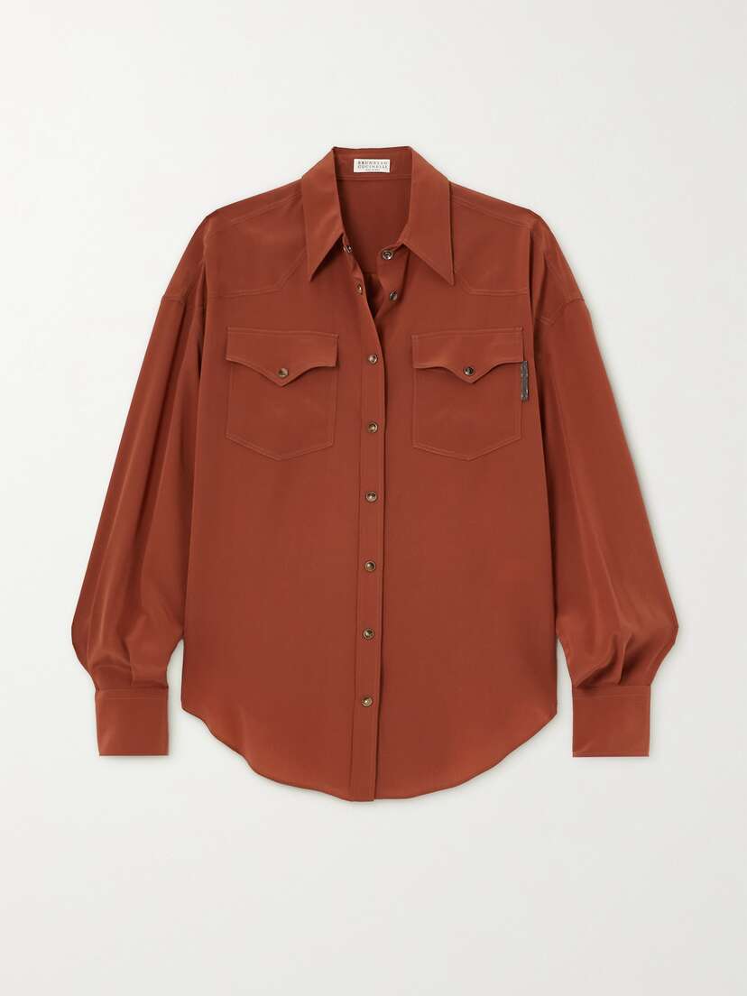 Brunello Cucinelli Silk Crepe De Chine Shirt - x large