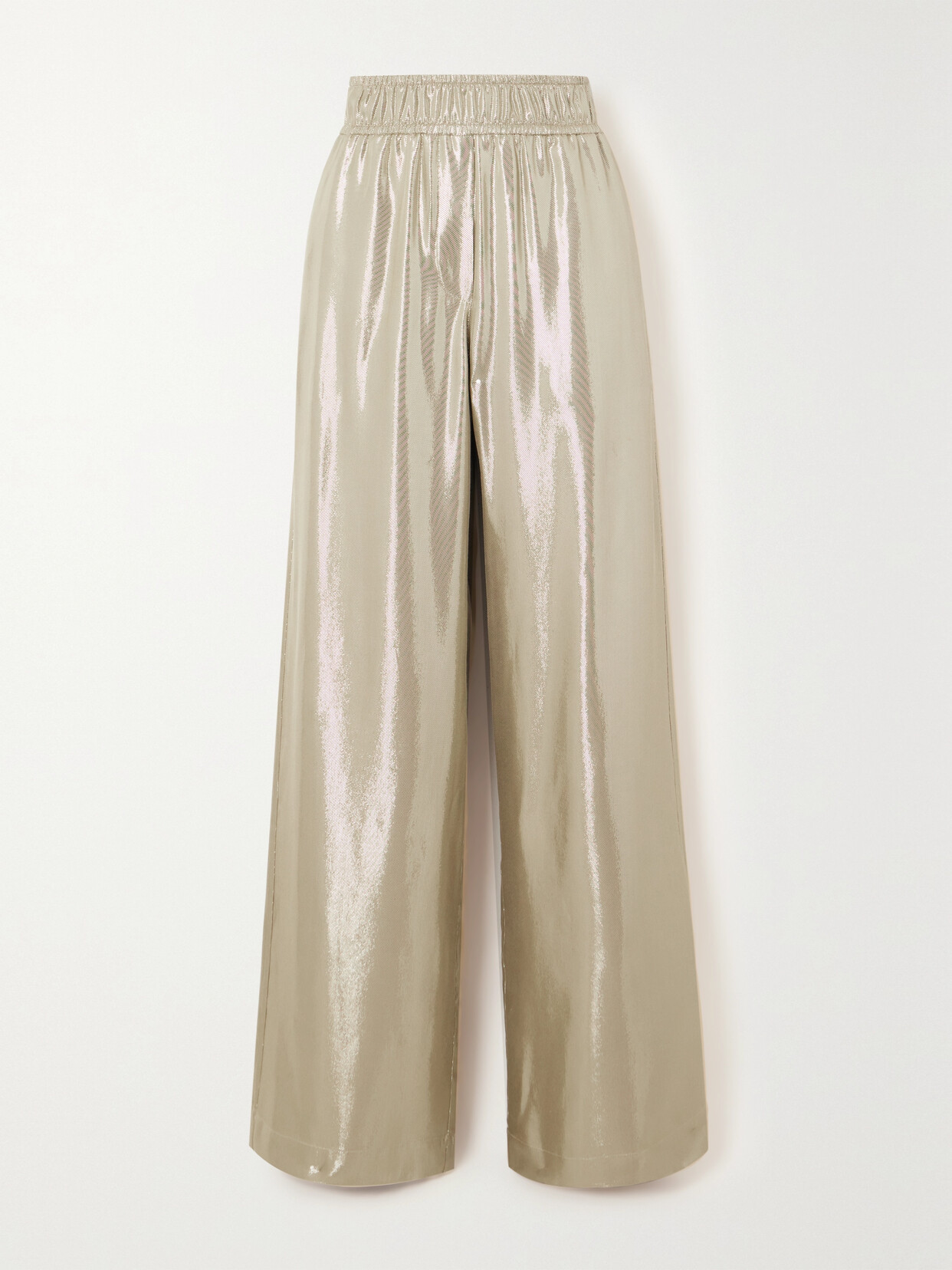 Brunello Cucinelli Lamé-twill Wide-leg Pants In Metallic