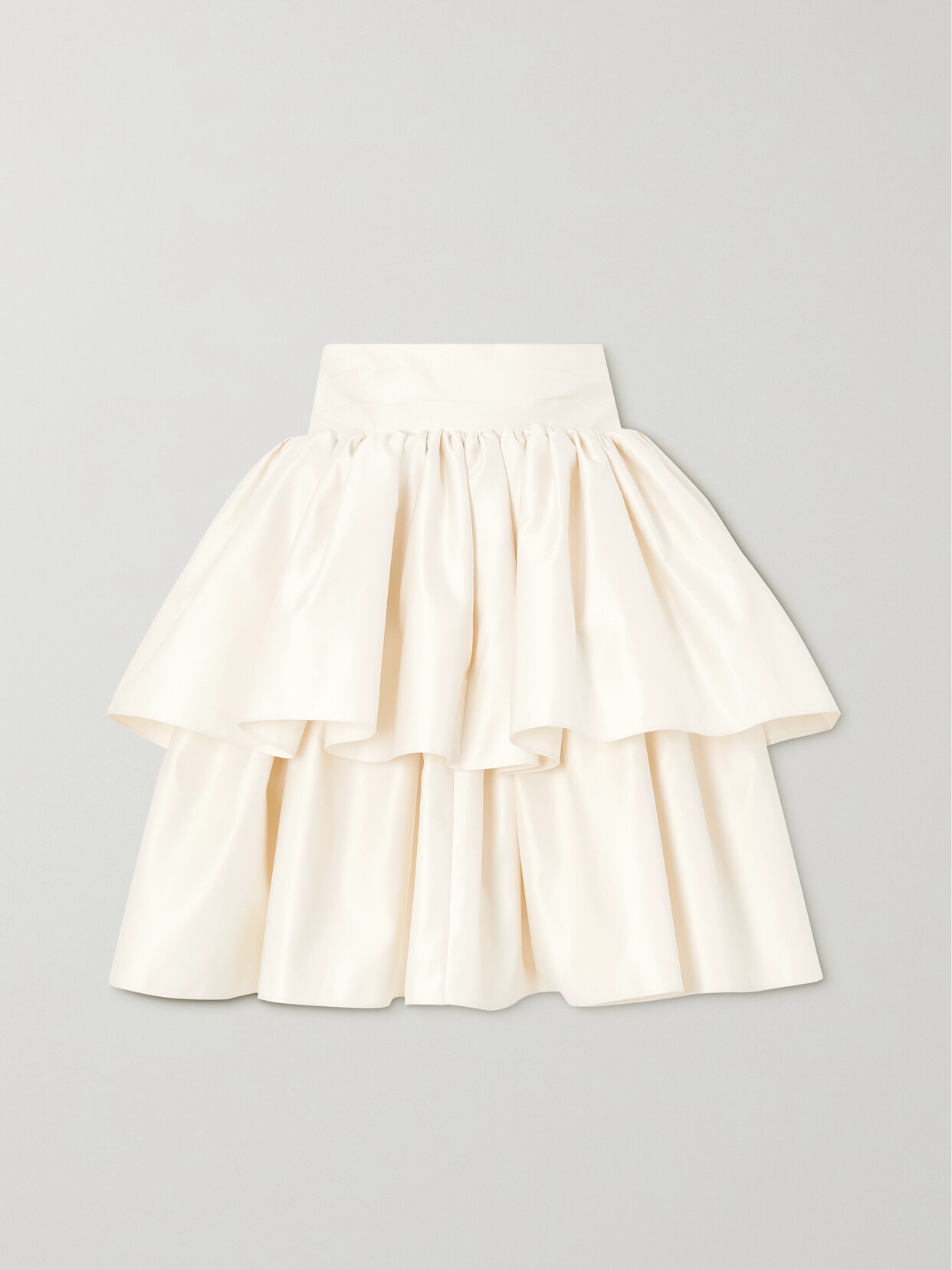 Rotate Birger Christensen Strapless Ruffled Tiered Recycled Duchesse-satin Mini Dress In White