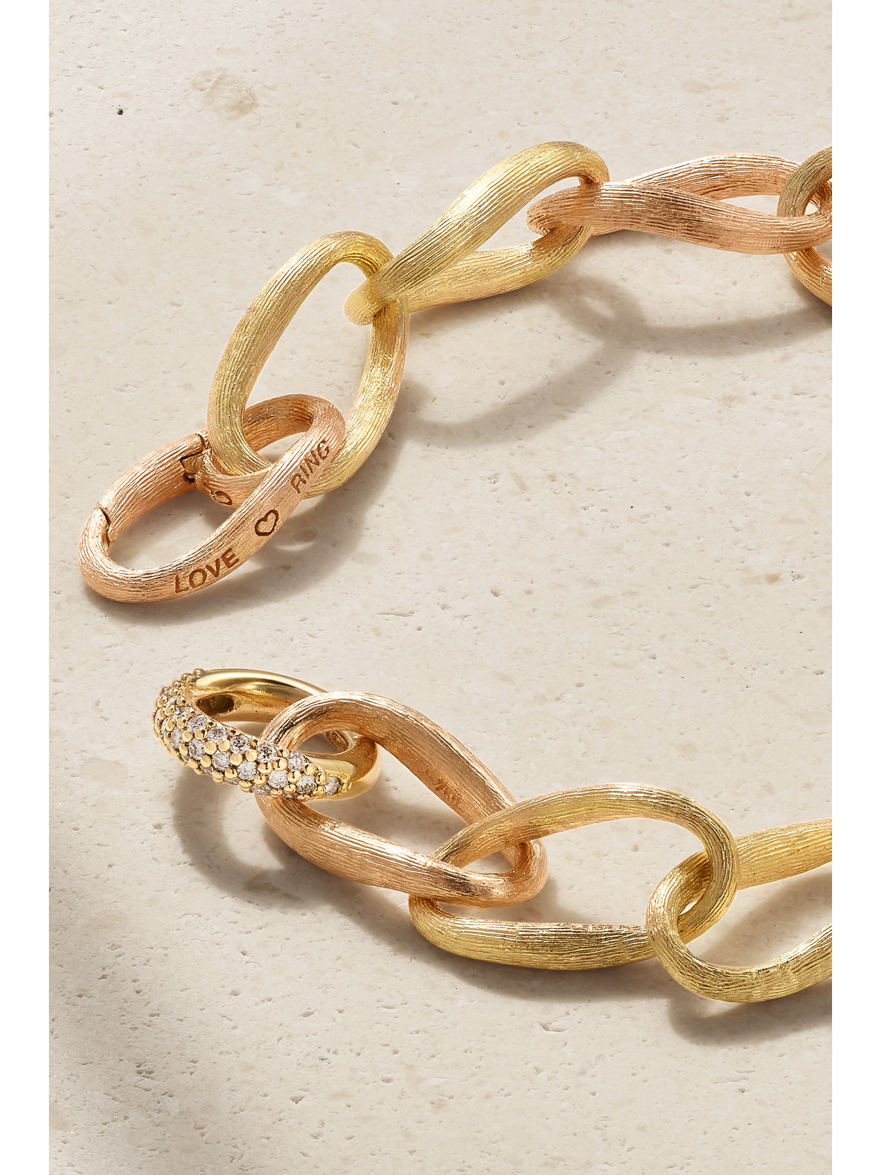 OLE LYNGGAARD COPENHAGEN LOVE MEDIUM 18-KARAT YELLOW AND ROSE GOLD DIAMOND BRACELET