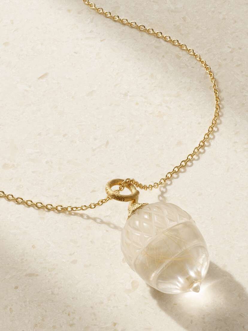 OLE LYNGGAARD COPENHAGEN Acorn 18-karat Gold Quartz Necklace