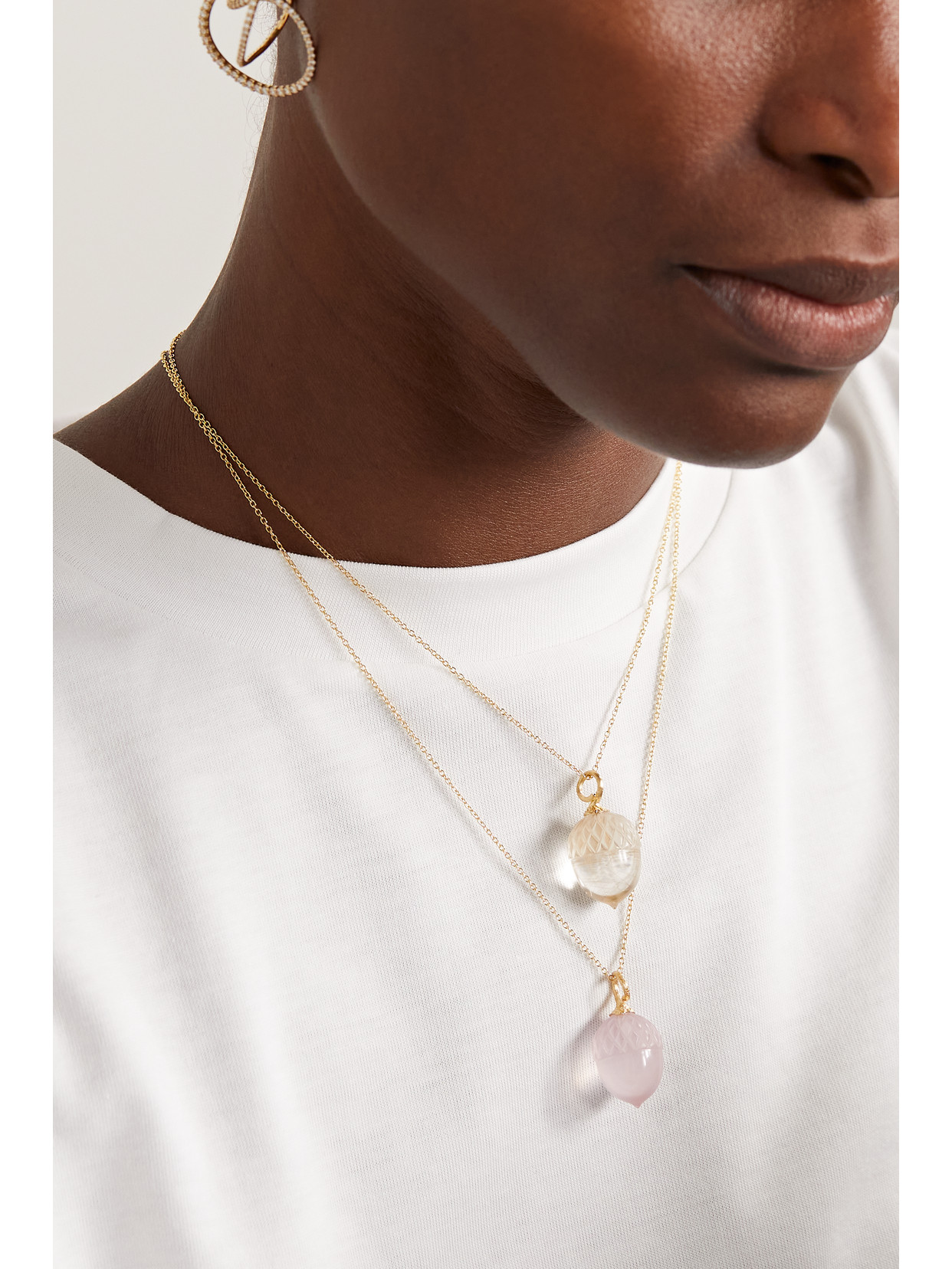 Shop Ole Lynggaard Copenhagen Acorn 18-karat Gold Rose Quartz Necklace