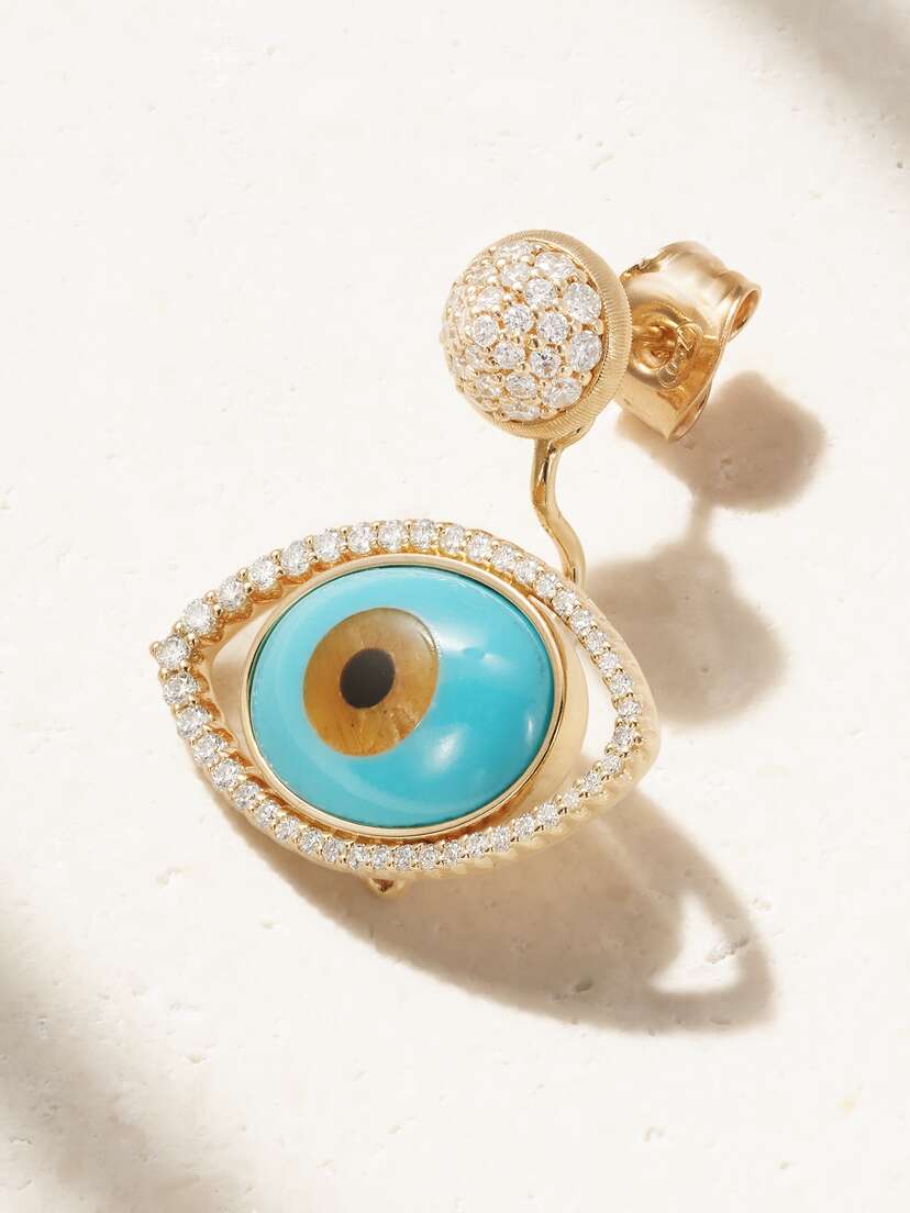 OLE LYNGGAARD COPENHAGEN Evil Eye 18-karat Gold Multistone Earring