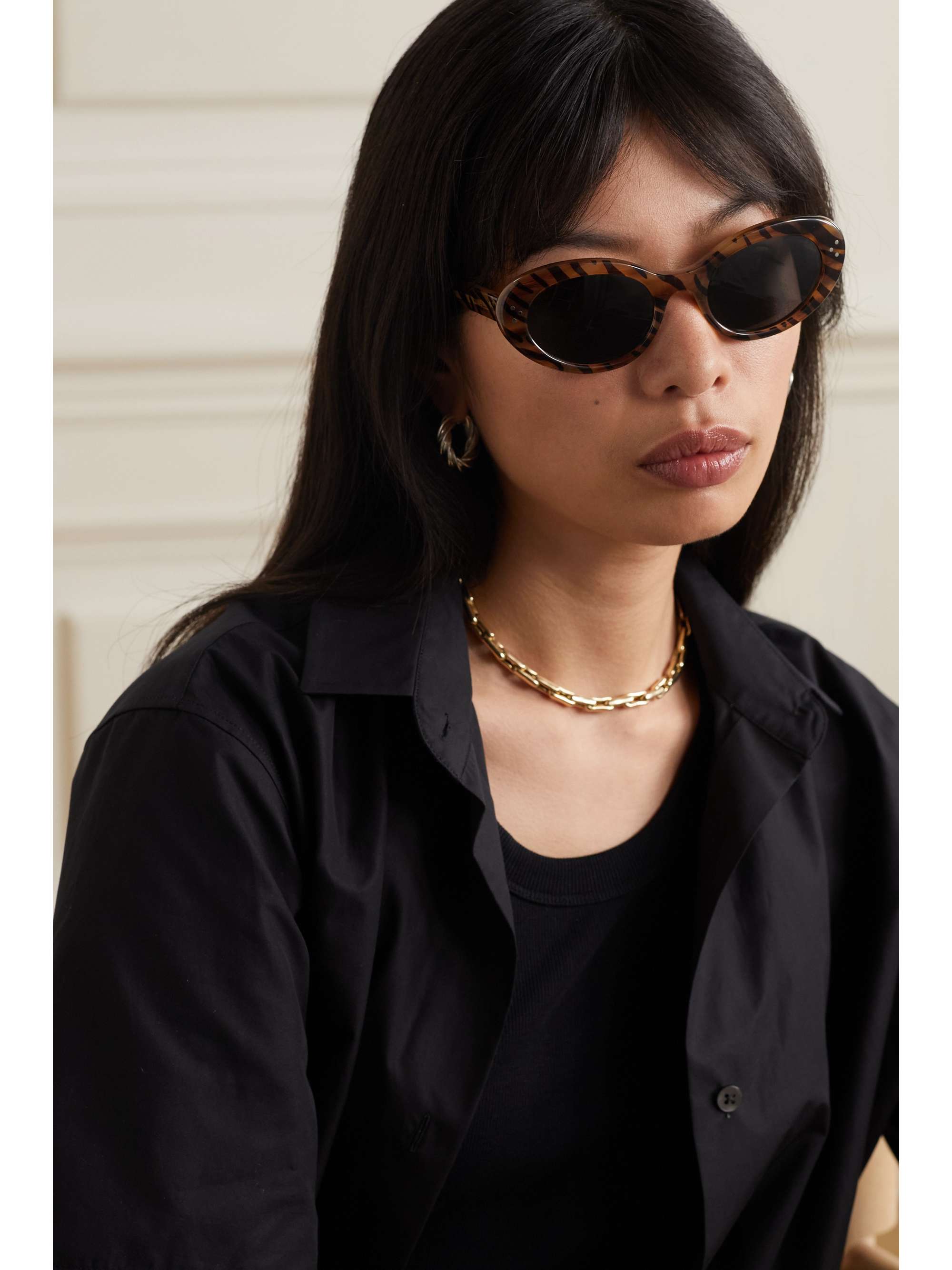 CELINE EYEWEAR Oval-frame acetate sunglasses