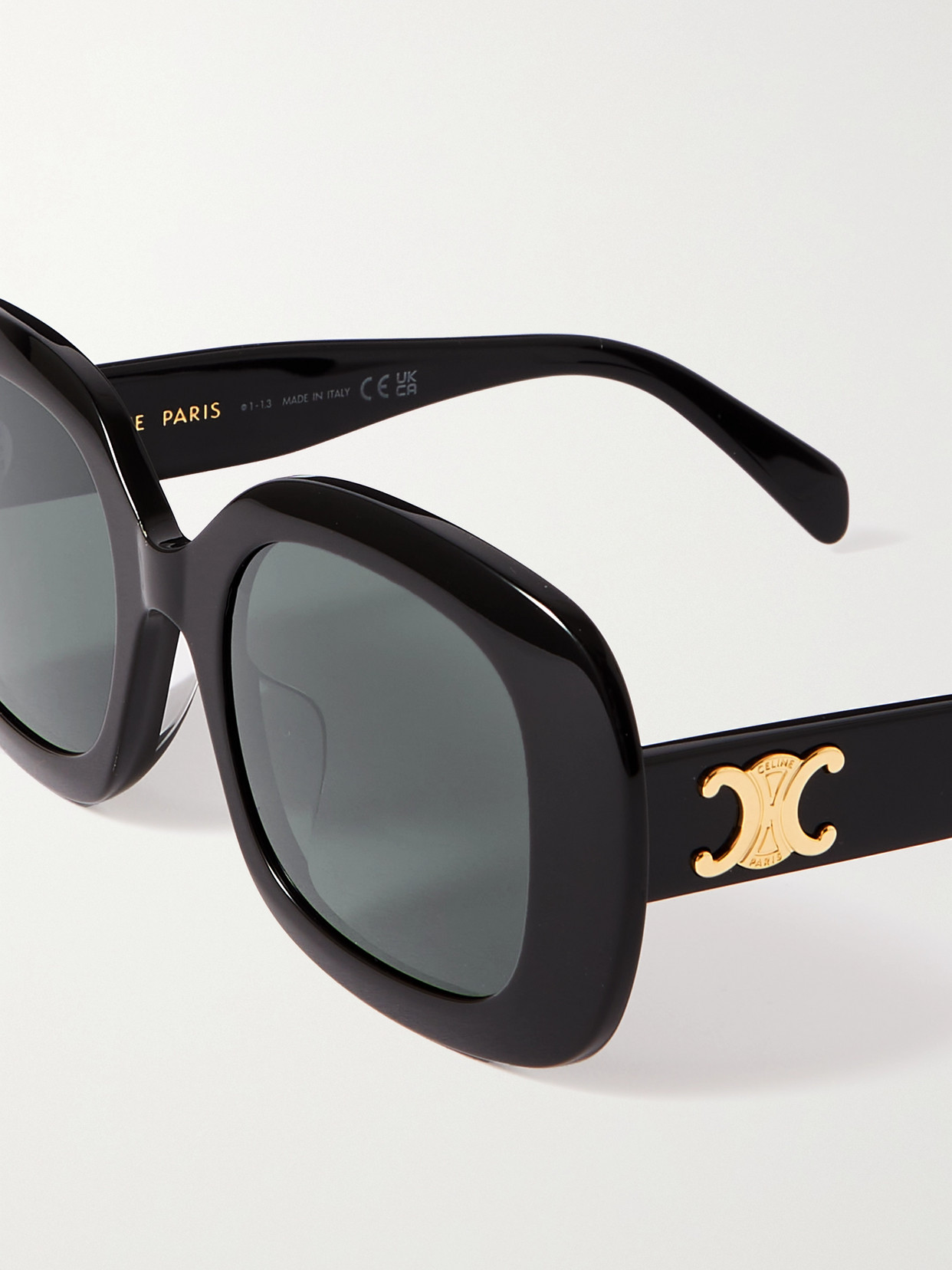 Shop Celine Triomphe Oval-frame Acetate Sunglasses In Black