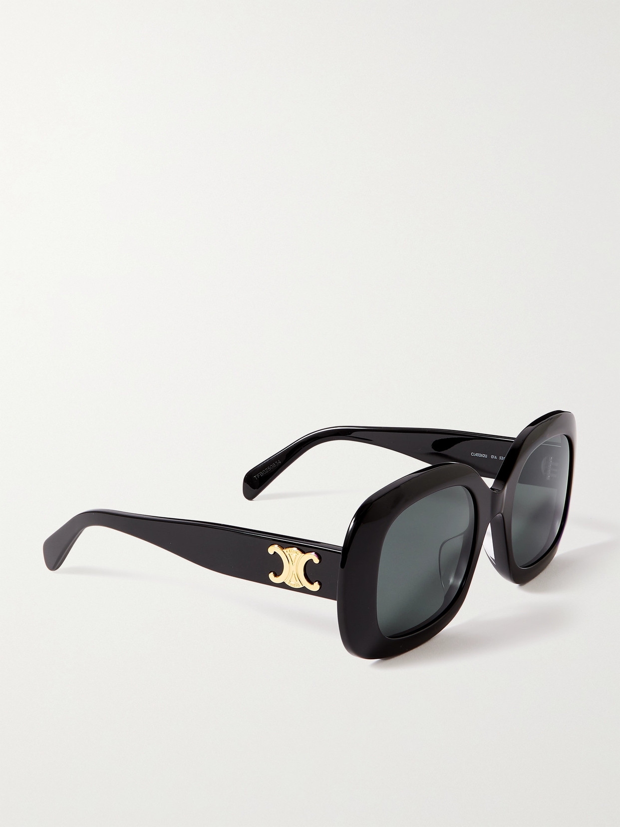 Shop Celine Triomphe Oval-frame Acetate Sunglasses In Black