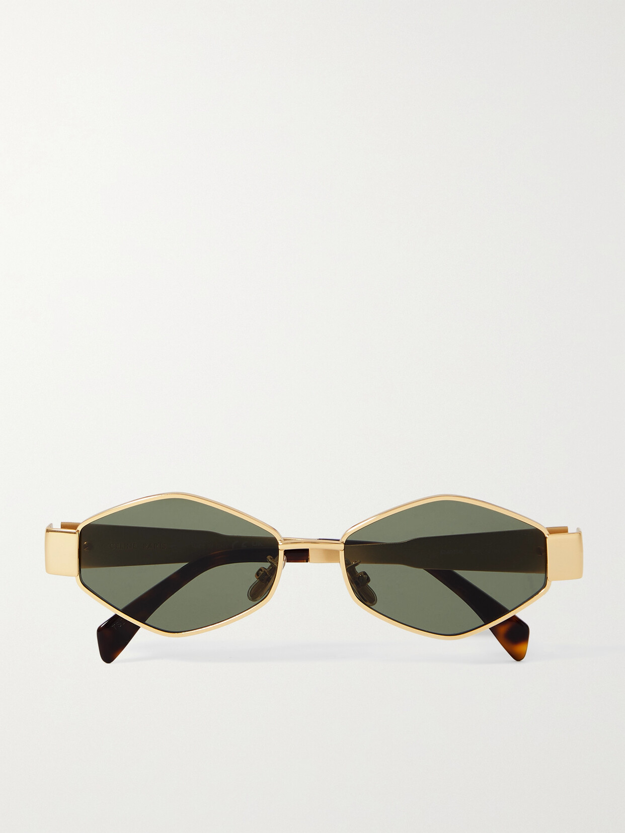 Celine Triomphe Hexagon-frame Gold-tone And Tortoiseshell Acetate Sunglasses