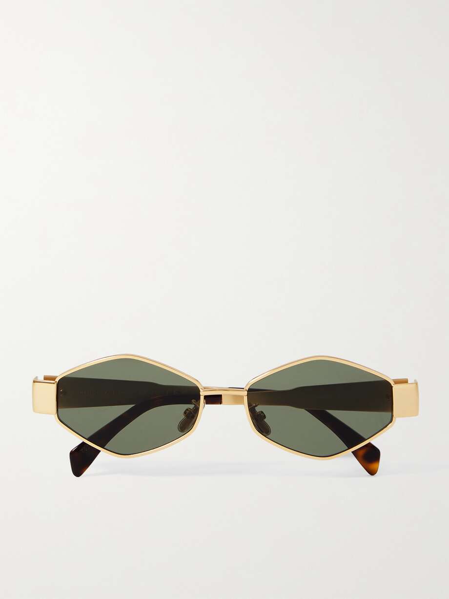 CELINE EYEWEAR Triomphe hexagonframe goldtone and tortoiseshell