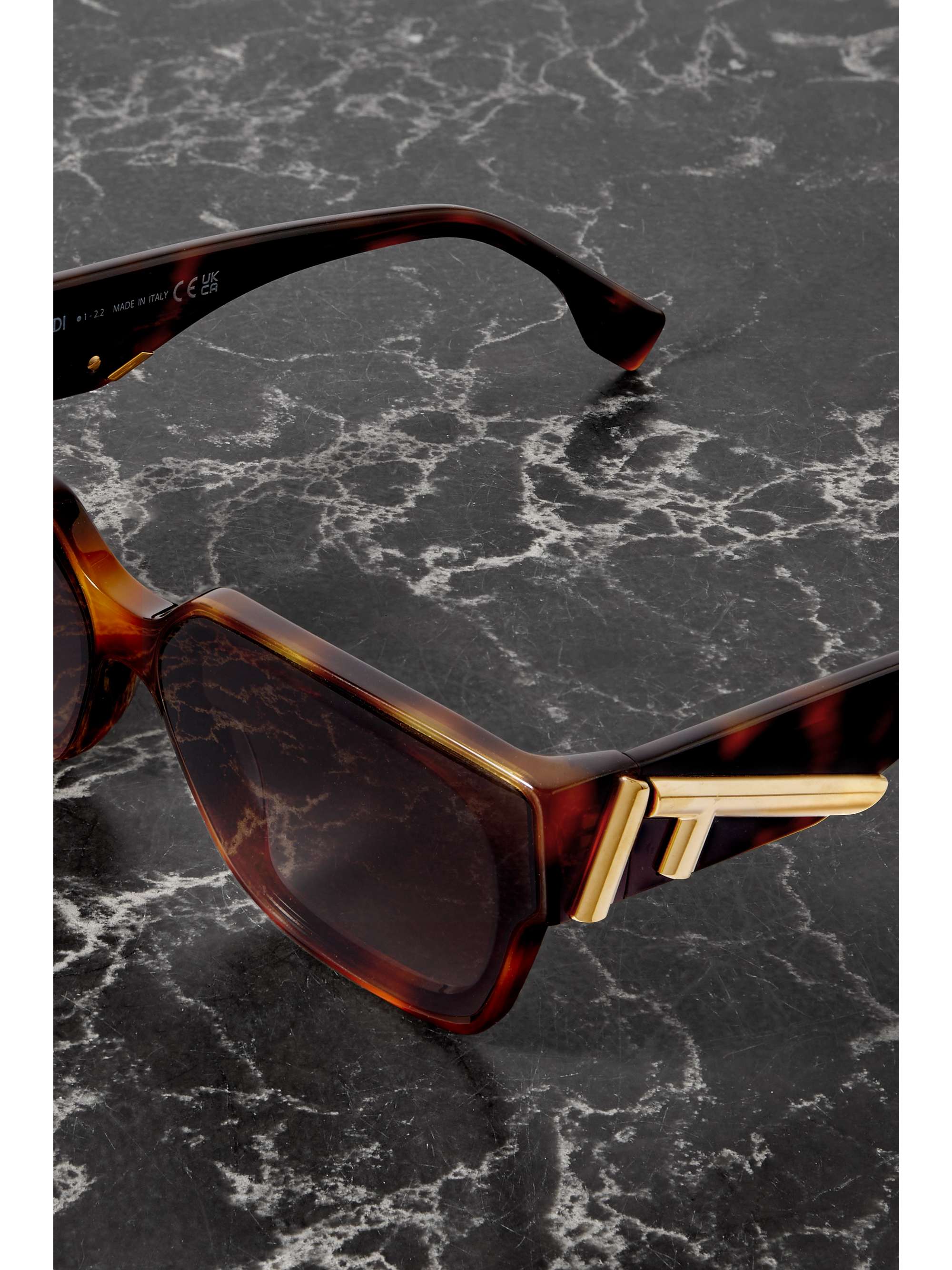 FENDI EYEWEAR Fendi First rectangularframe acetate and goldtone sunglasses NETAPORTER