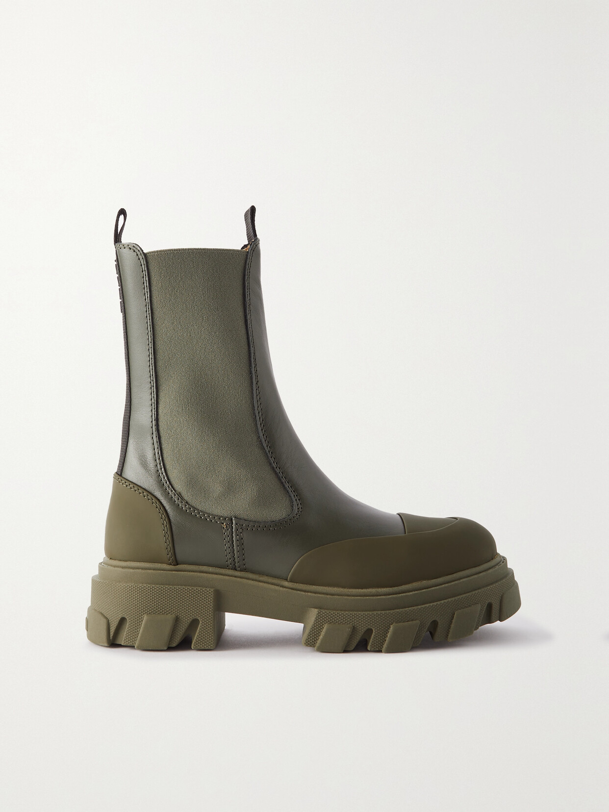 GANNI - Paneled Nubuck And Leather Chelsea Boots - Green