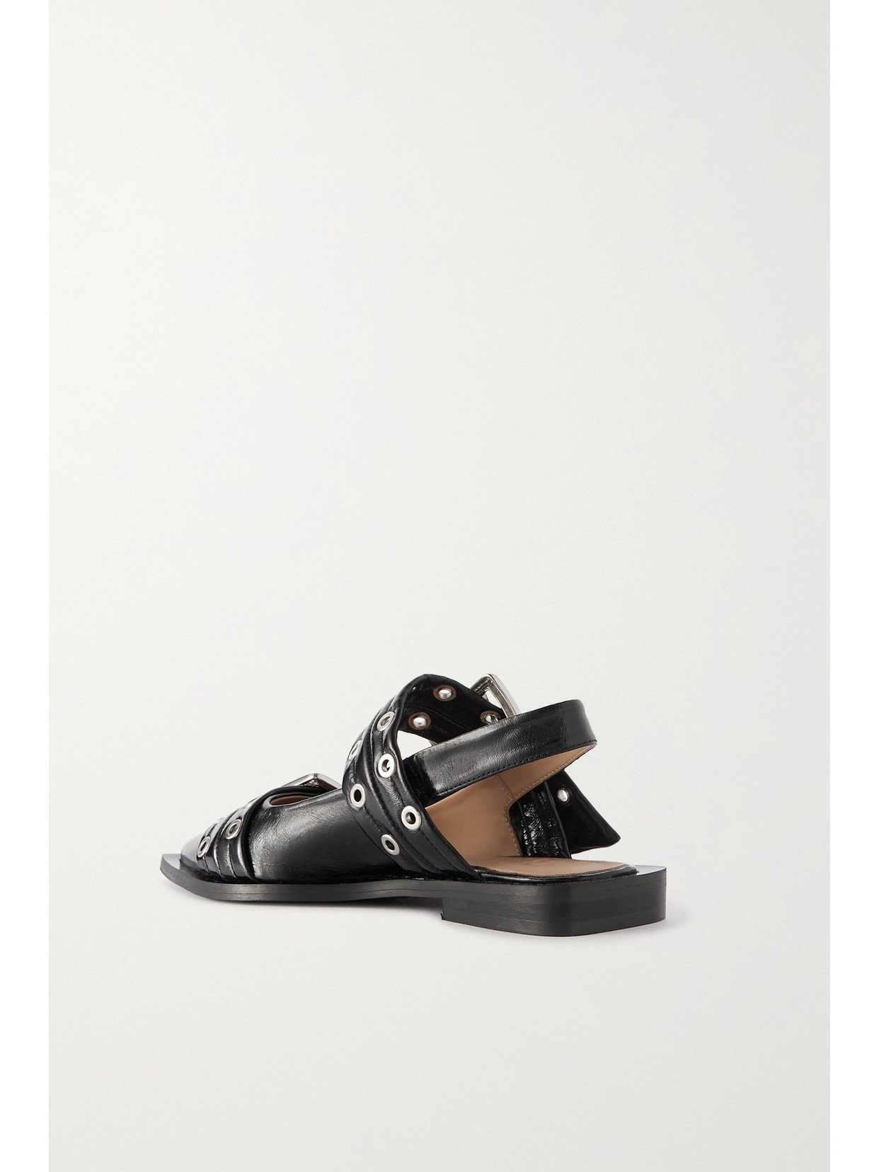 Ganni 'cocco' Black Leather Ballet Flats In Black