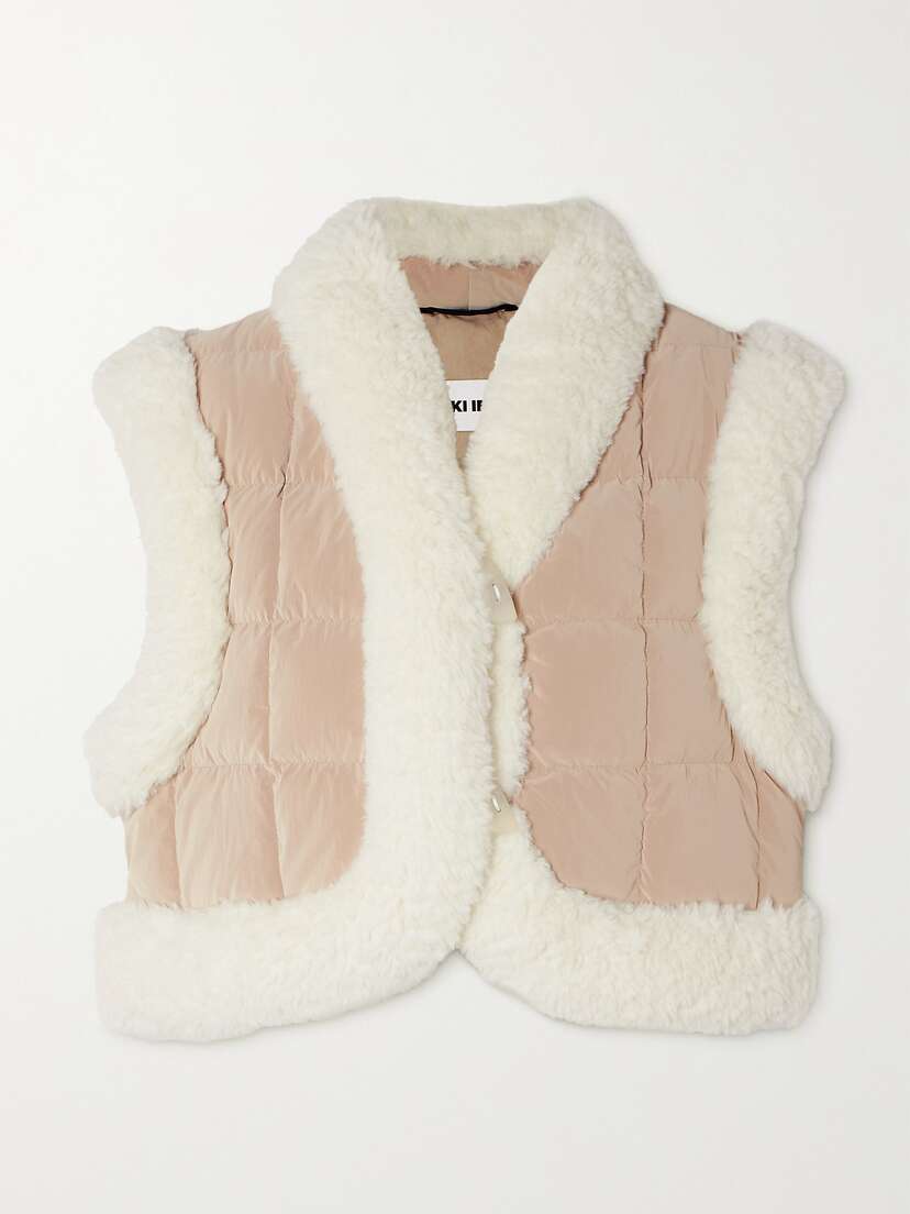 IENKI IENKI Keptar Cropped Faux Shearling-trimmed Shell Down Vest