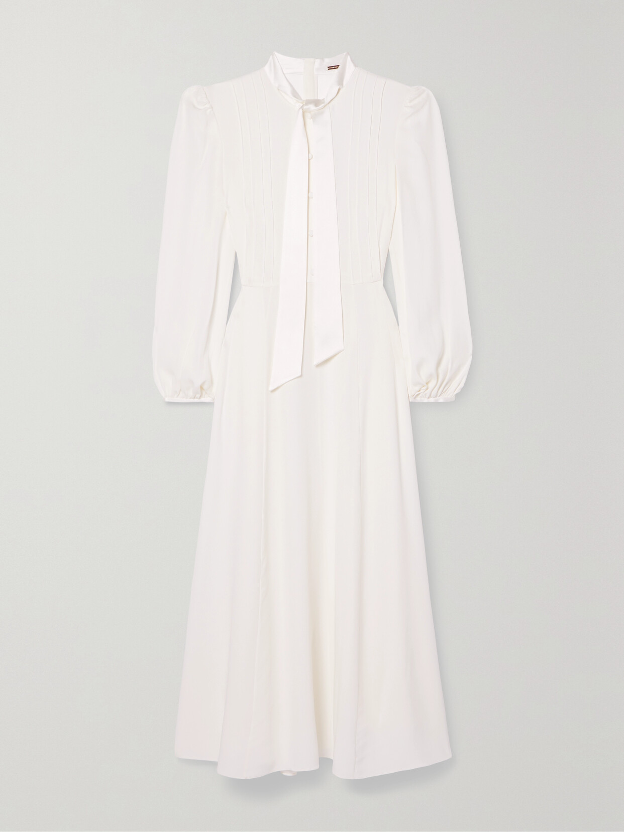 Adam Lippes - Alison Pussy-bow Silk-crepe Midi Dress - Ivory