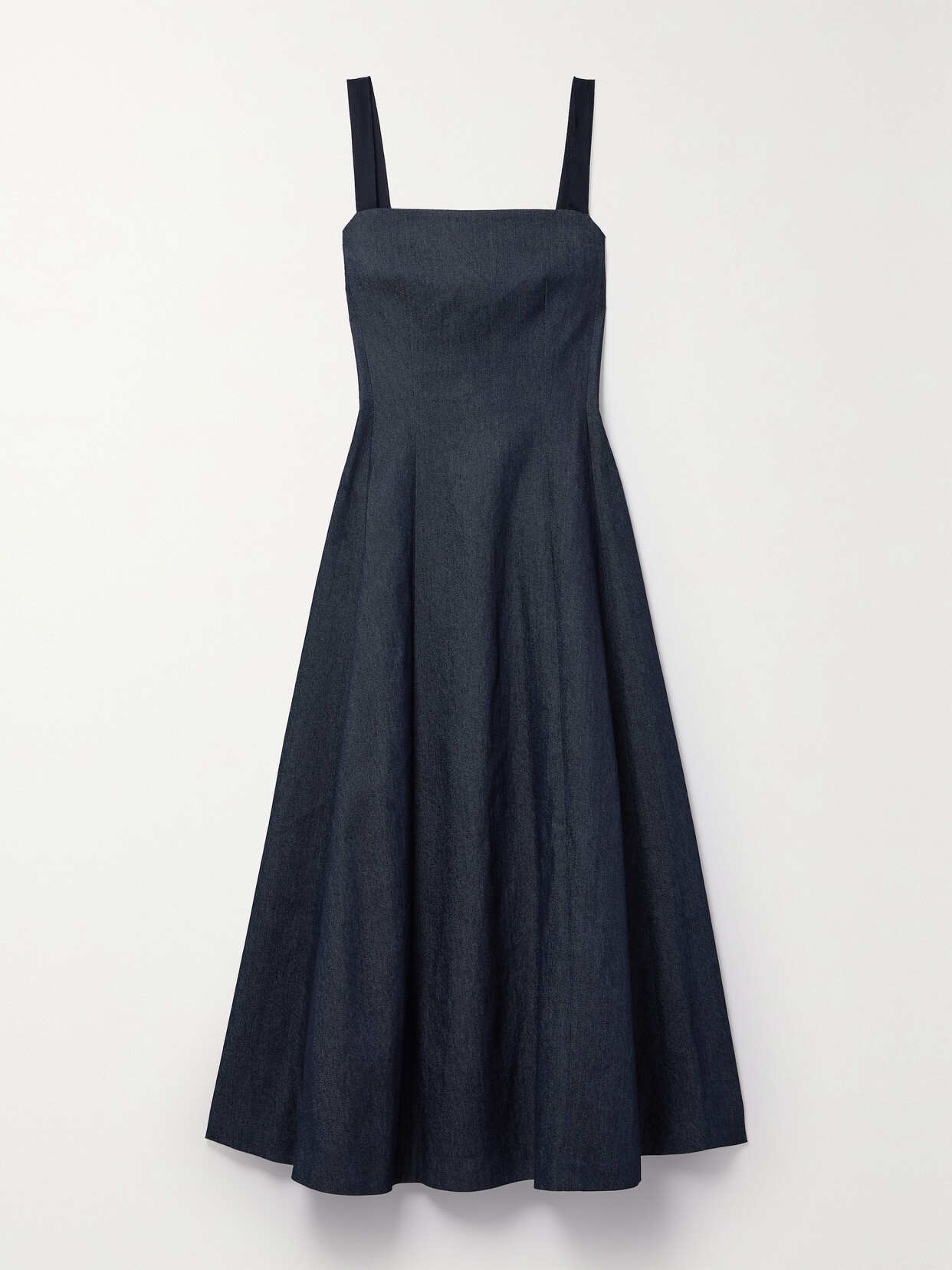 Adam Lippes Giovanna Faux Pearl-embellished Denim Maxi Dress - Blue