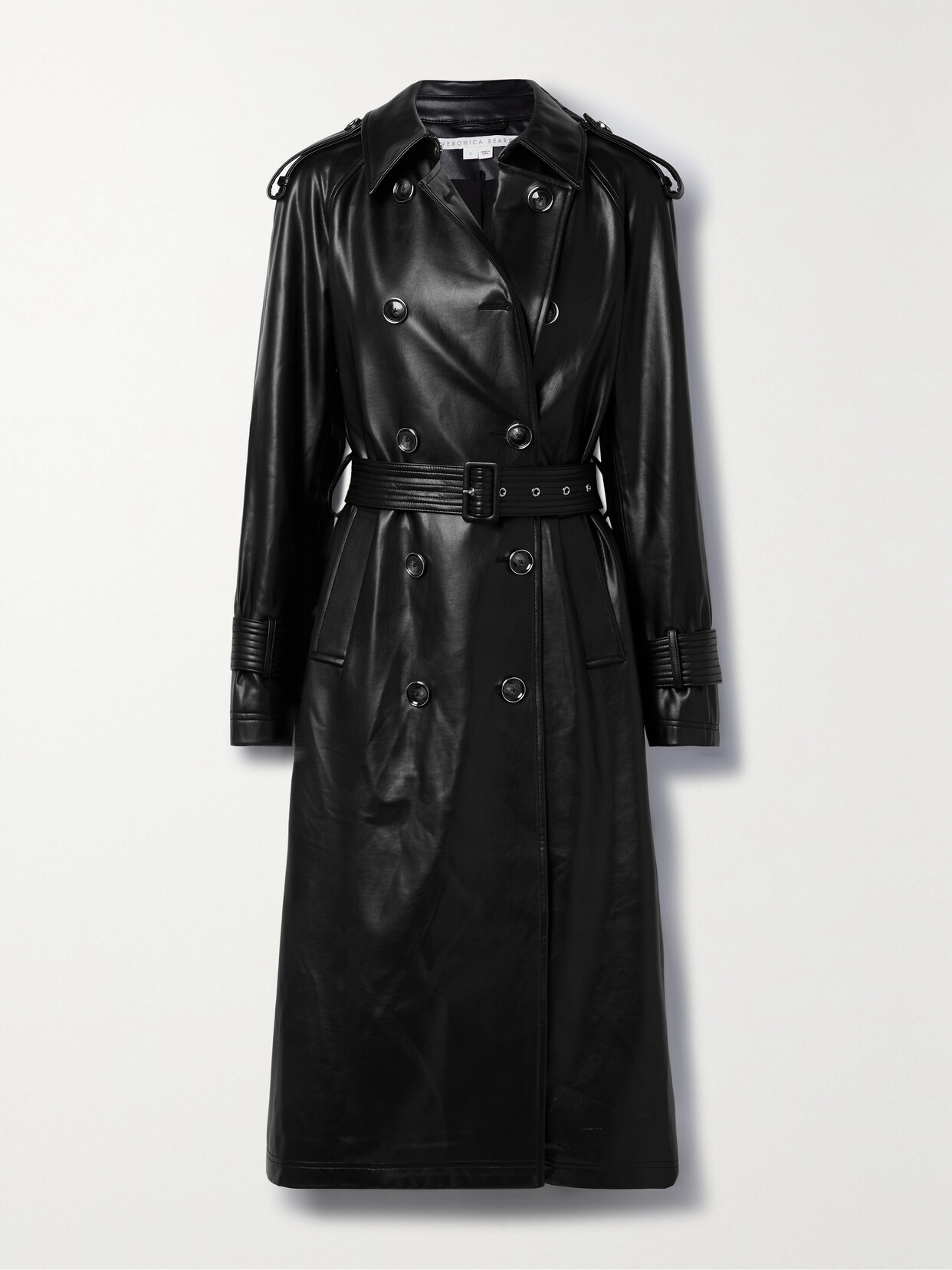 Veronica Beard - Conneley Dickey Belted Faux Leather Trench Coat - Black