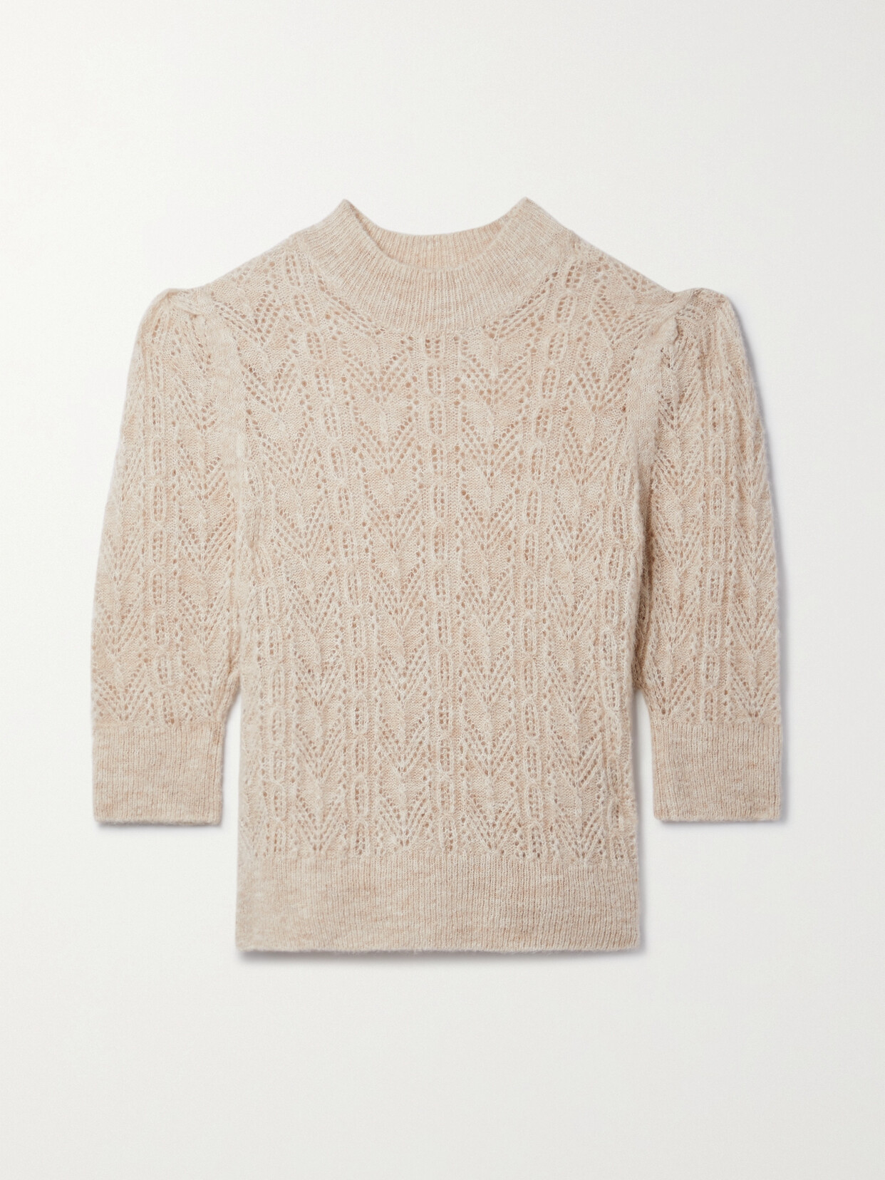 Veronica Beard Grinney Pointelle-knit Alpaca-blend Sweater - Cream