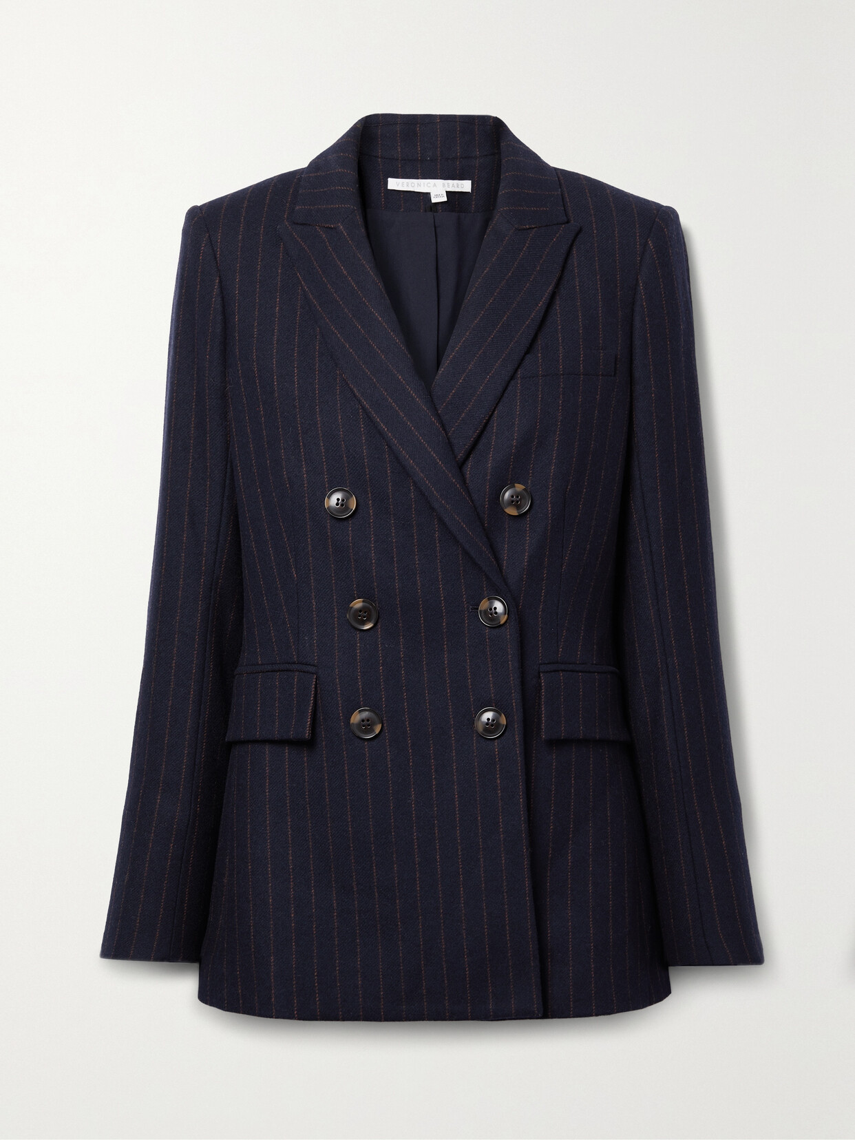 Veronica Beard - Ellette Dickey Double-breasted Pinstriped Wool-blend Blazer - Blue