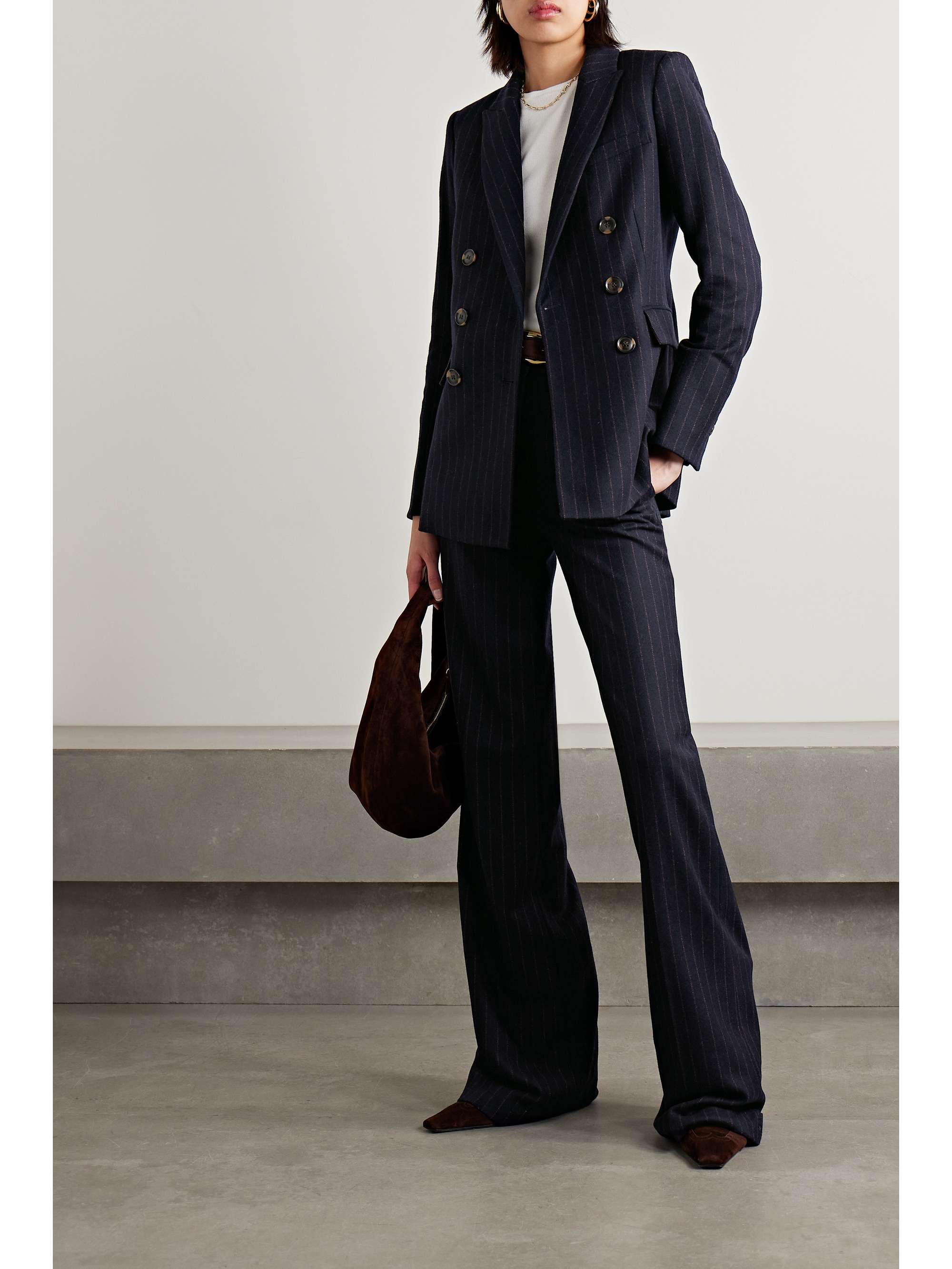 VERONICA BEARD Ellette Dickey double breasted pinstriped wool