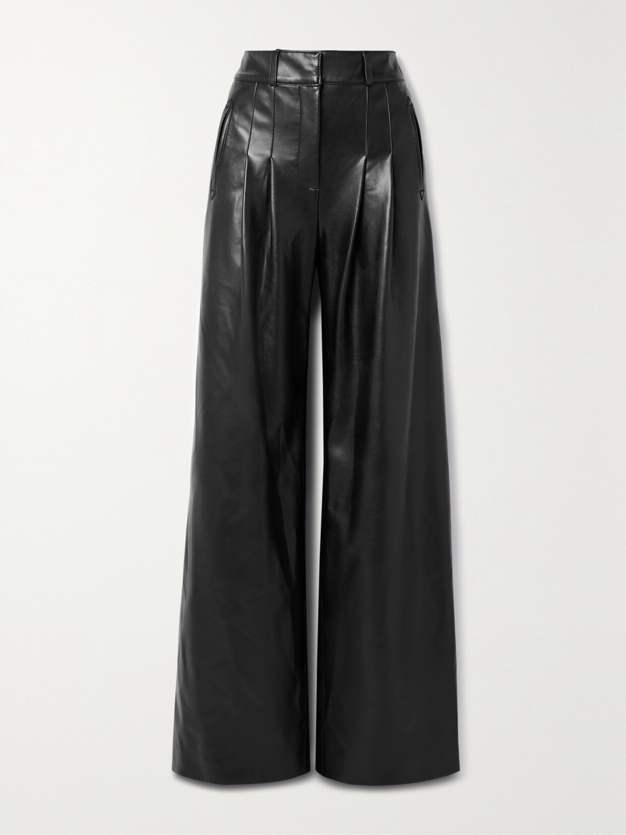 Veronica Beard - Rennert Pleated Faux Leather Wide-leg Pants - Black