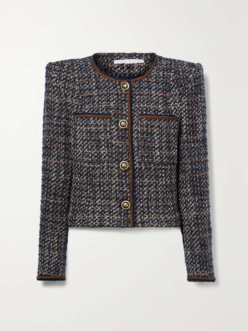 Veronica Beard Lars Button-embellished Metallic Tweed Jacket