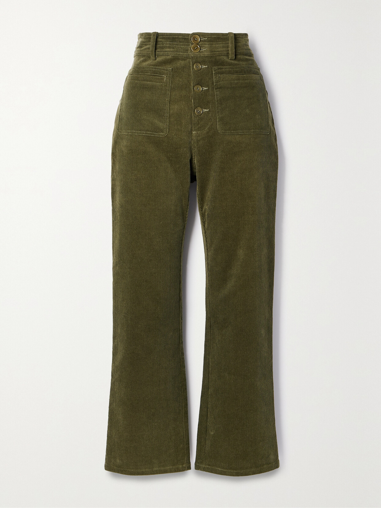 APIECE APART Marston Stretch-cotton Corduroy Straight-leg Pants - Green