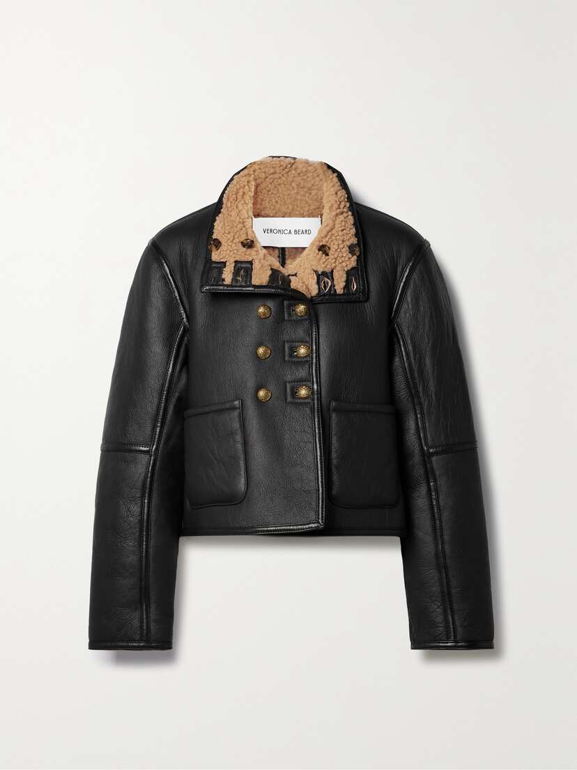 Veronica Beard Headley Reversible Leather And Shearling Jacket - - x large