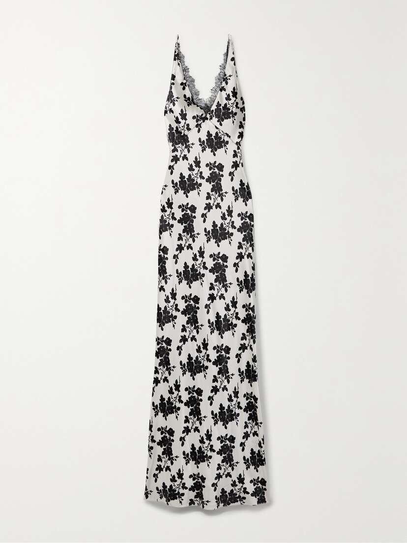 Veronica Beard Hamina Lace-trimmed Cotton-blend Satin-jacquard Maxi Dress