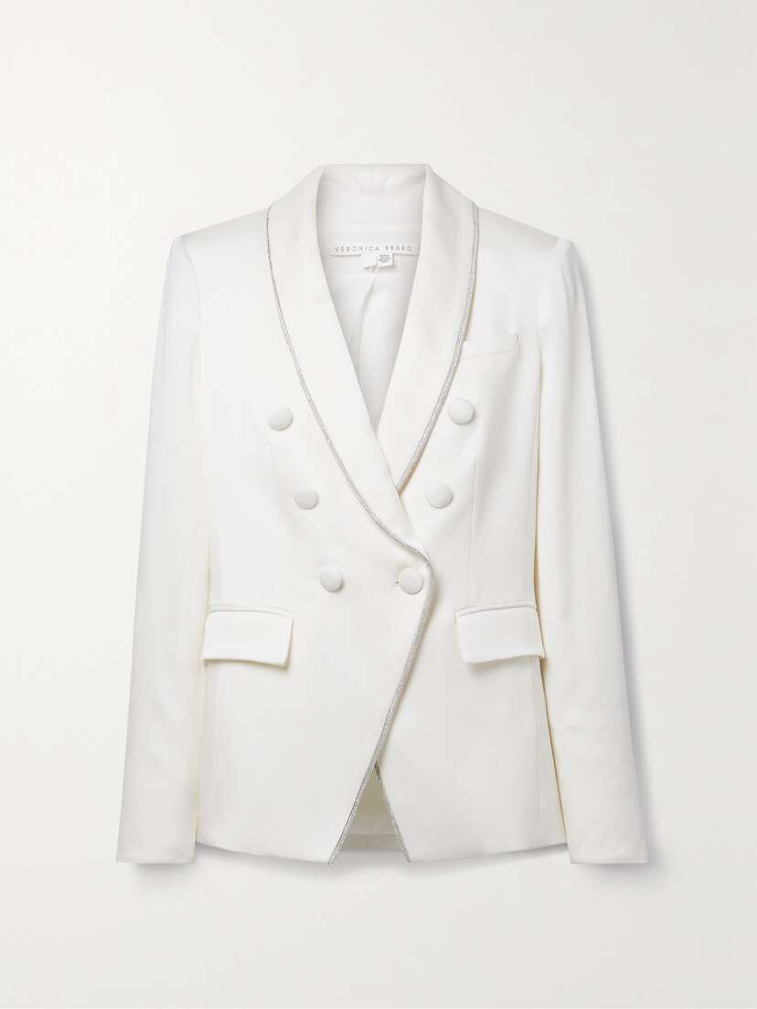 Veronica Beard Jagger Dickey Crystal-embellished Satin-crepe Blazer