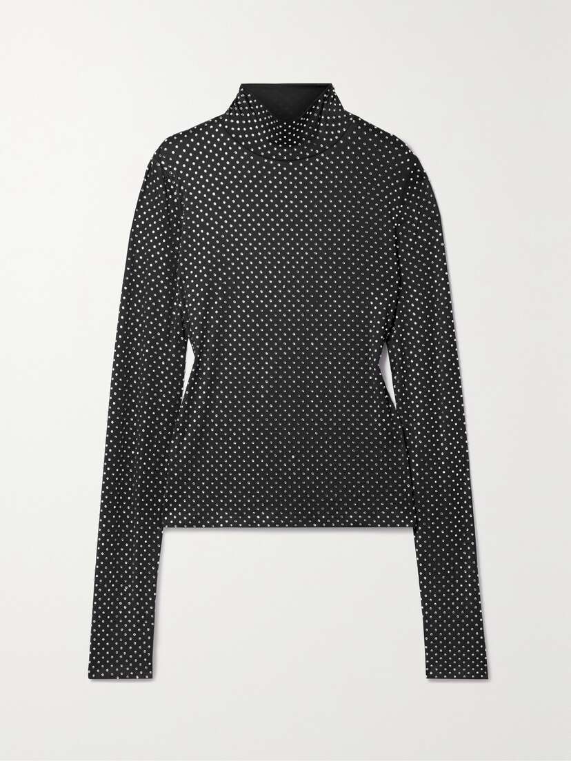 Veronica Beard Parke Crystal-embellished Stretch-jersey Turtleneck Top