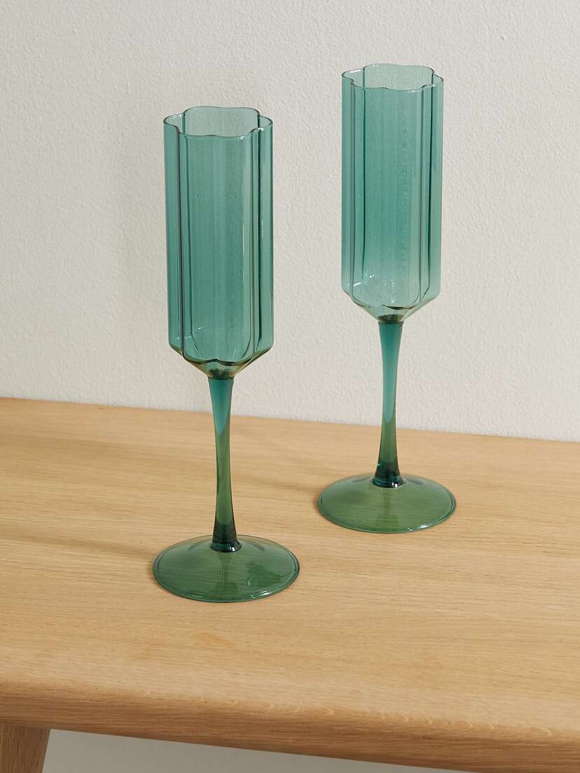 FAZEEK Wave Set Of Two Flute Glasses