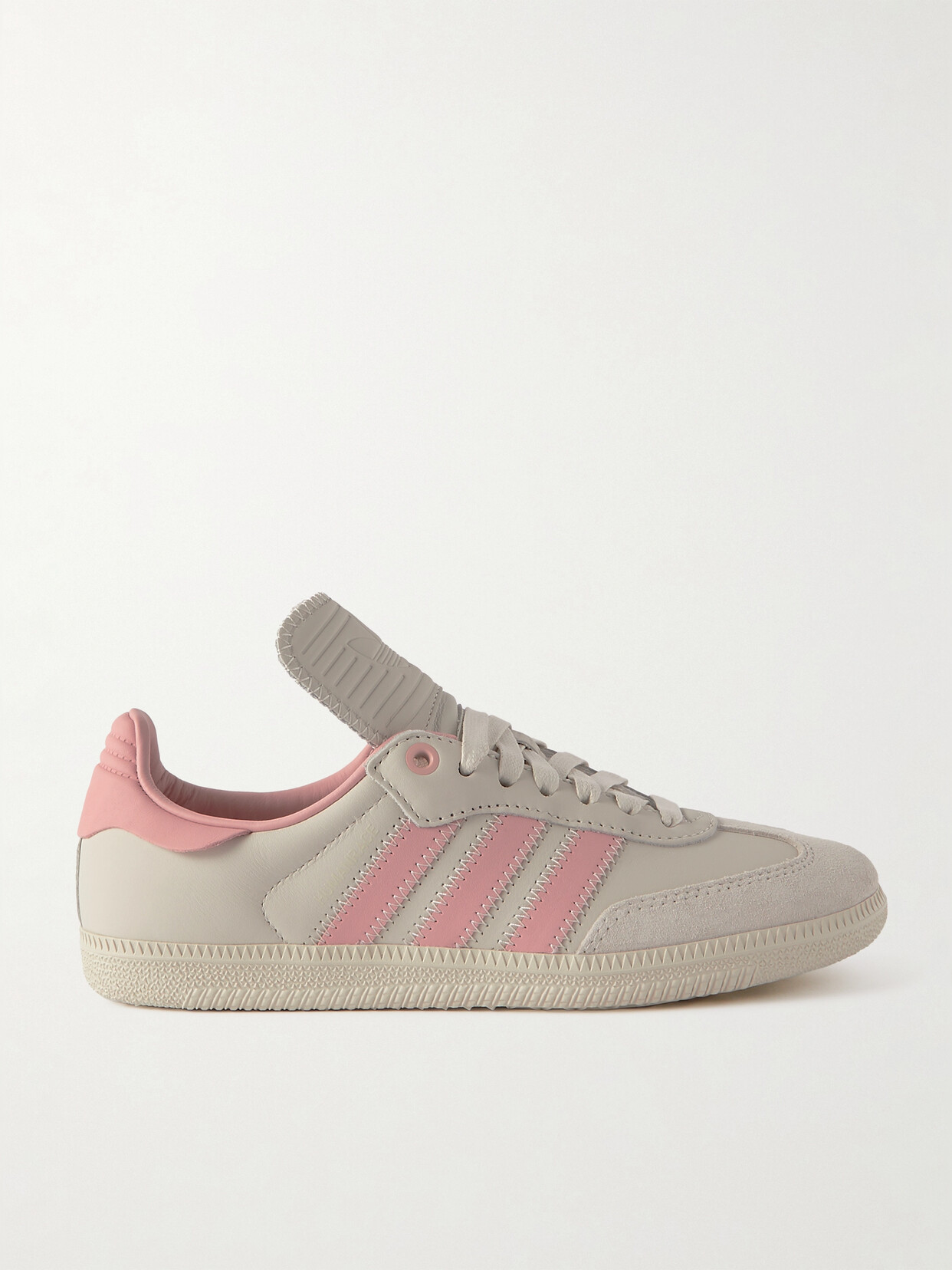 Shop Adidas Originals Humanrace Samba Suede-trimmed Leather Sneakers In White