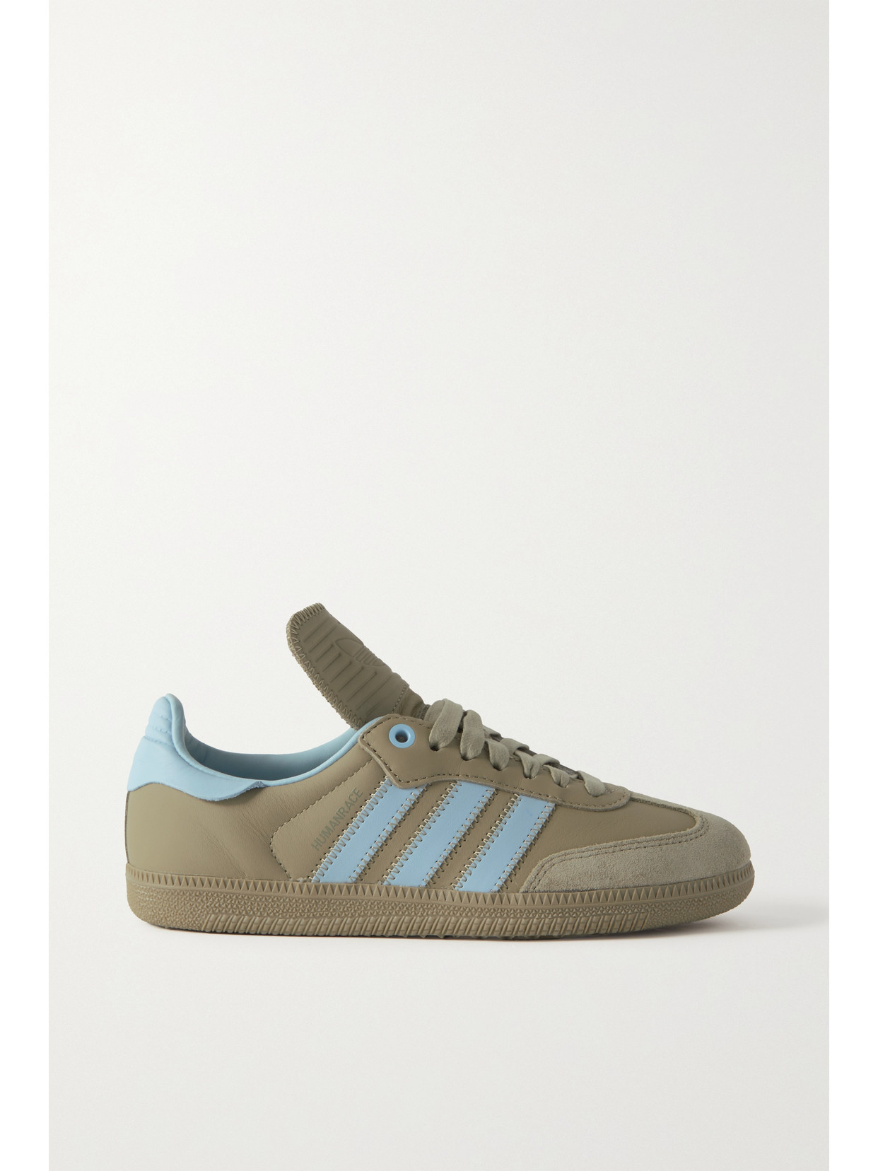 ADIDAS ORIGINALS HUMANRACE SAMBA SUEDE-TRIMMED LEATHER SNEAKERS