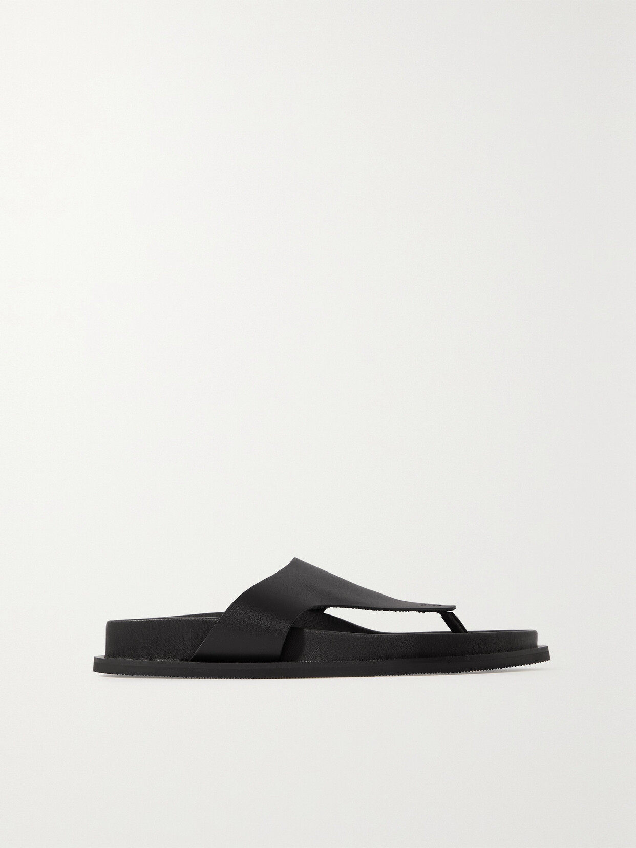 St. Agni + Net Sustain Minimal Leather Flip Flops In Black