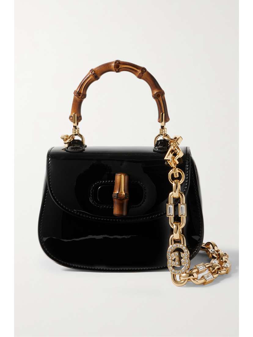 Gucci Bamboo 1947 Patent-leather Shoulder Bag