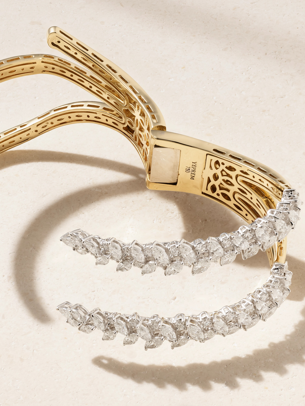 Shop Yeprem 18-karat Yellow And White Gold Diamond Bracelet