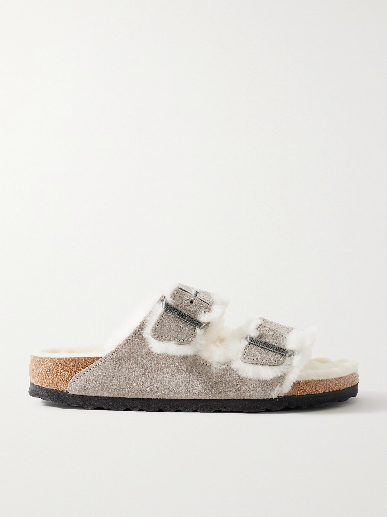 Birkenstock - Arizona Shearling-lined Suede Sandals - Gray