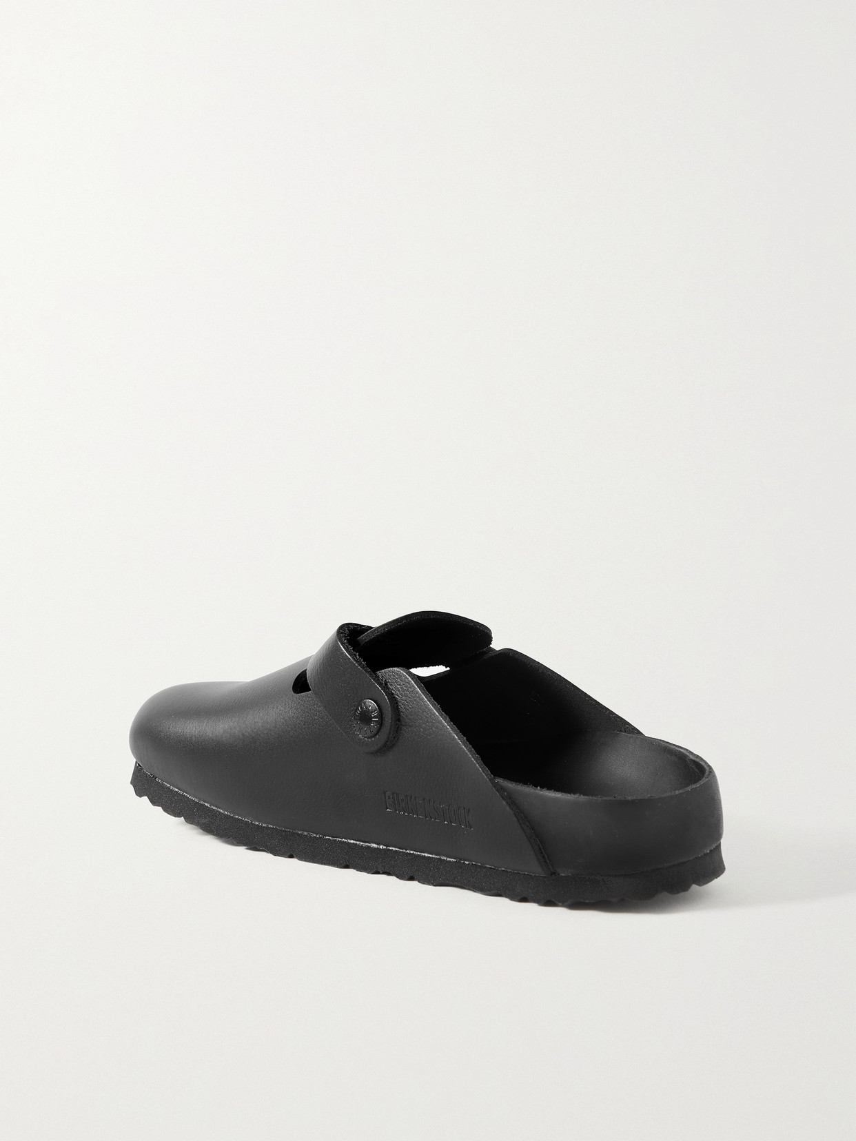 Birkenstock Boston Suede-trimmed Leather Clogs In Black