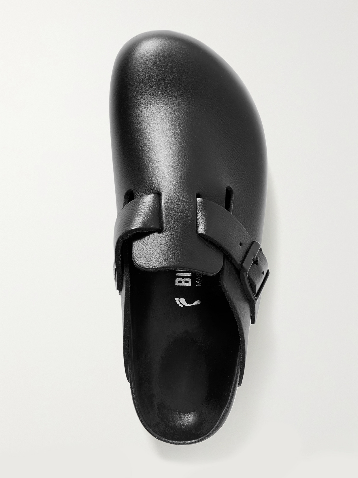 Birkenstock Boston Suede-trimmed Leather Clogs In Black