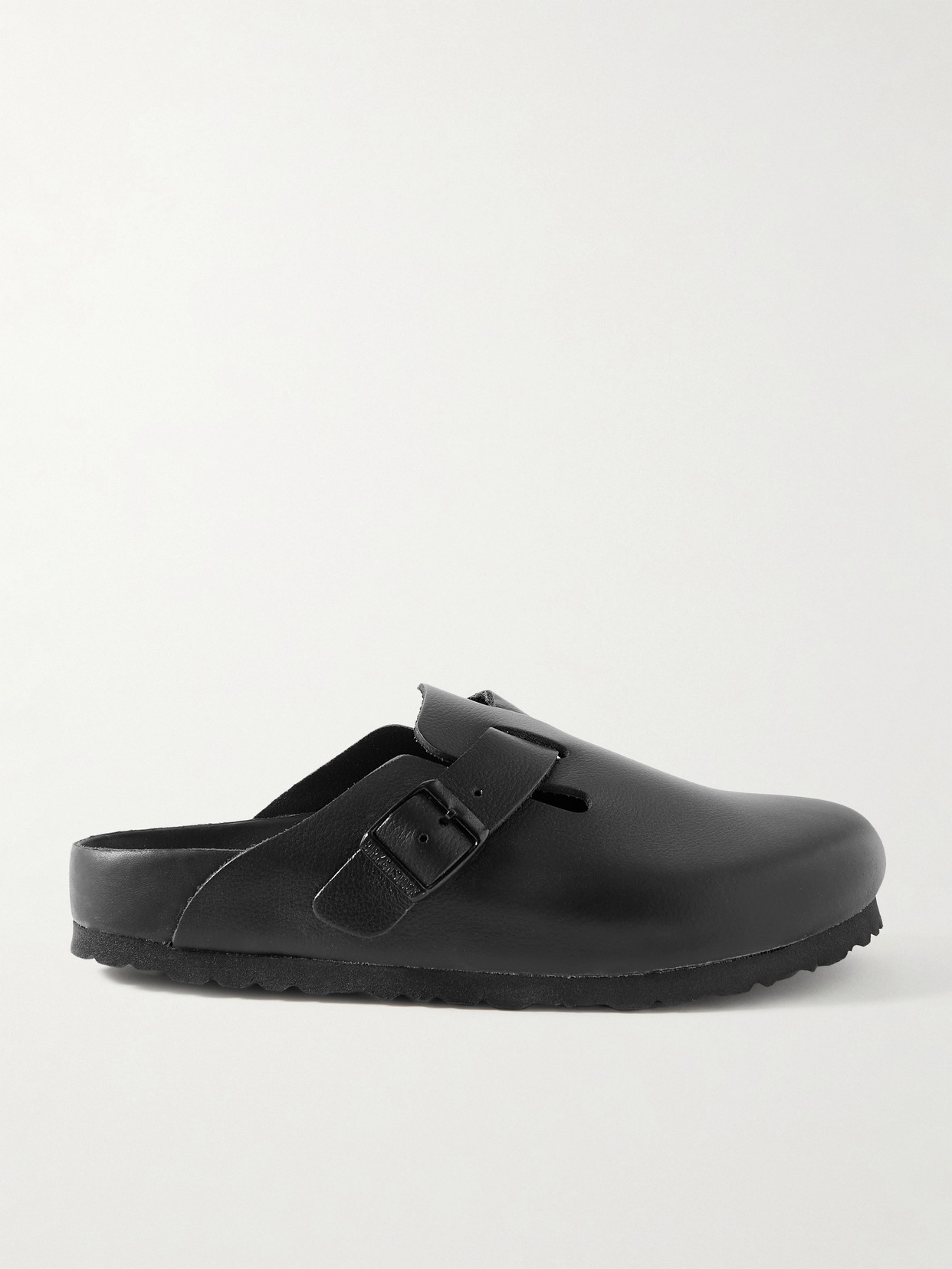 Birkenstock Boston Suede-trimmed Leather Clogs In Black