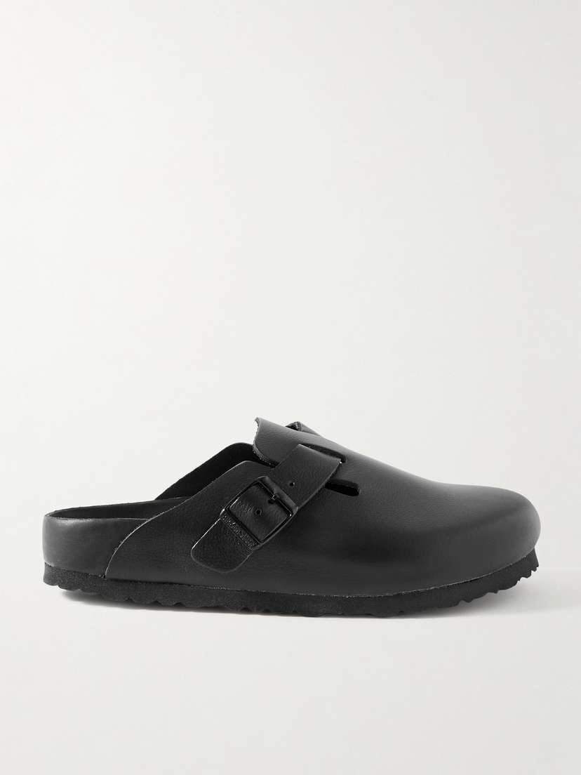 Birkenstock Boston Suede-trimmed Leather Clogs