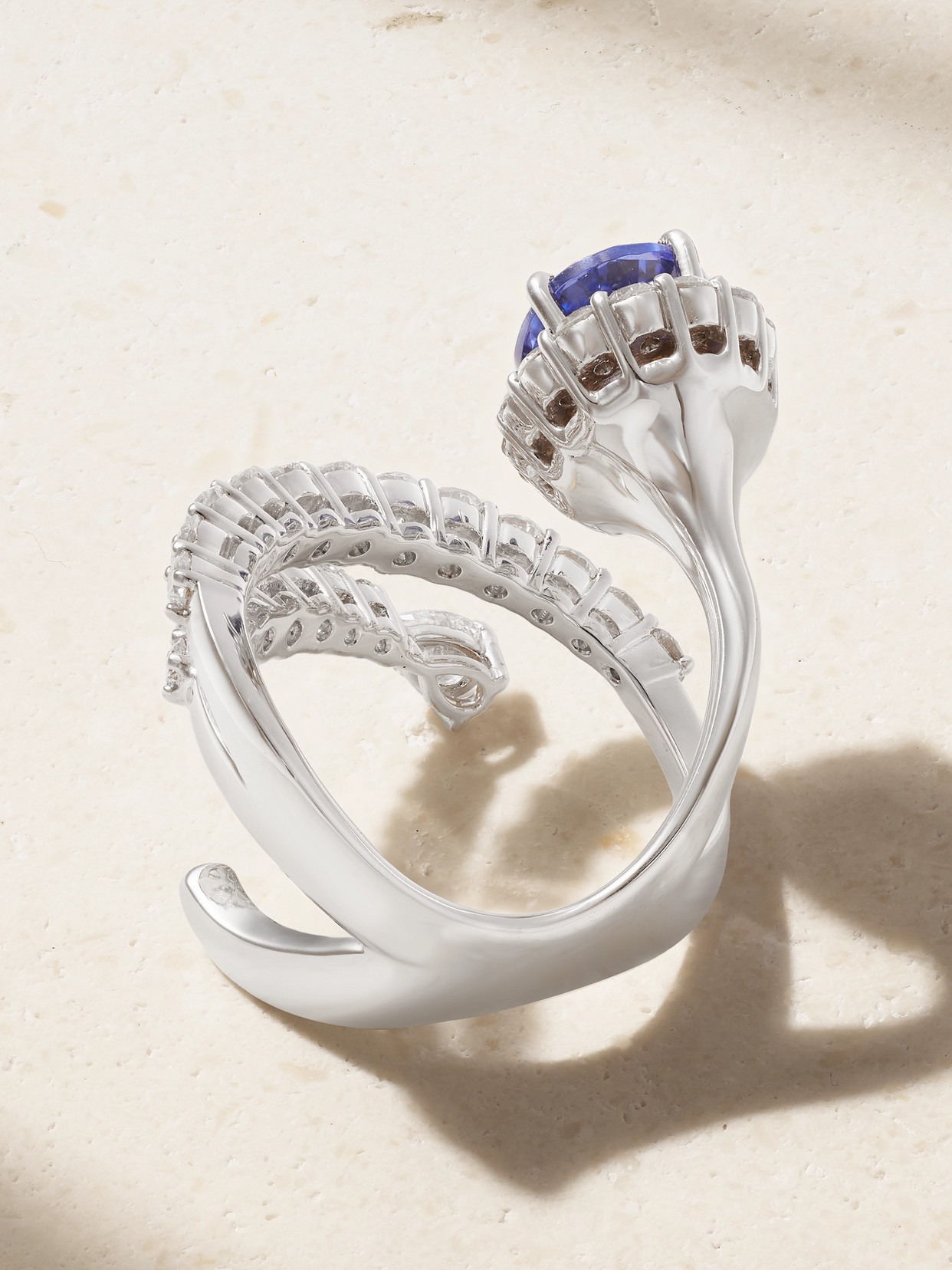 Shop Yeprem 18-karat White Gold, Diamond And Tanzanite Ring