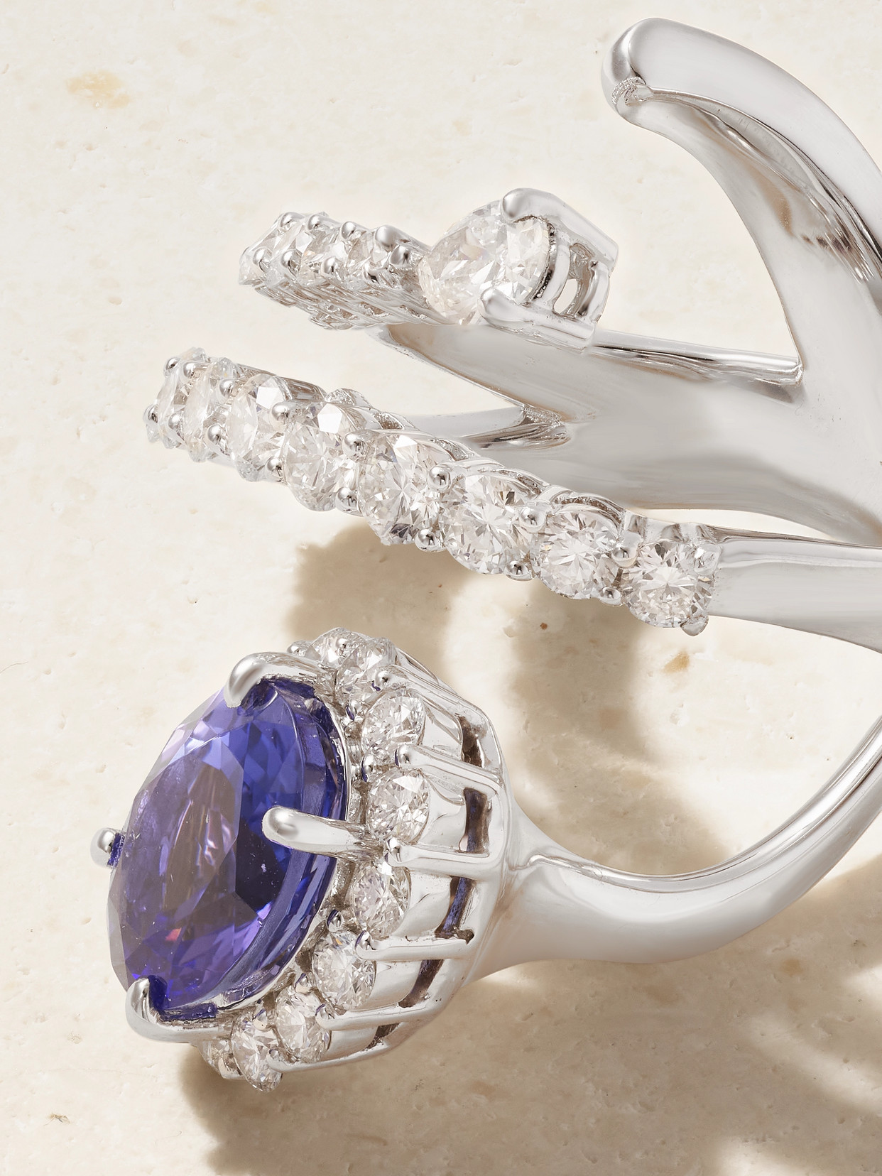 Shop Yeprem 18-karat White Gold, Diamond And Tanzanite Ring